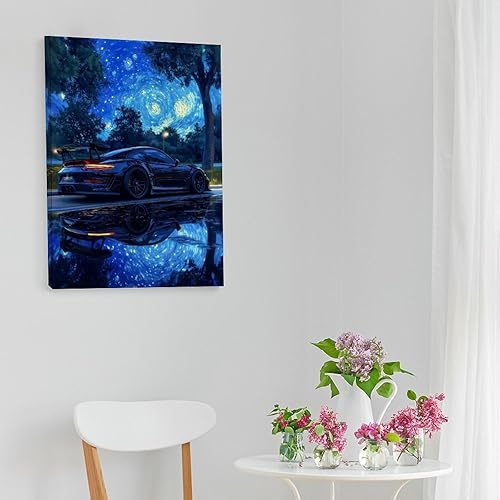 Miniatura 6 de Lienzo de noche estrellada para pared, para baño, dormitorio, sala de estar, póster enmarcado para pintura de hotel, restaurante, bar, oficina,