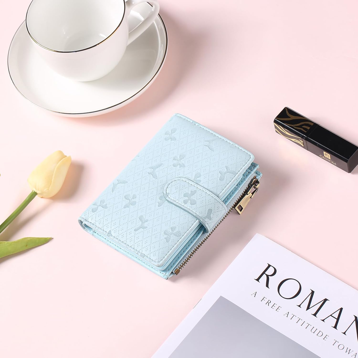 GAEKEAO Small Wallets for Women Leather RFID Blocking Bifold Zipper Pocket Wallet Card Case Purse with ID Window - Image 7