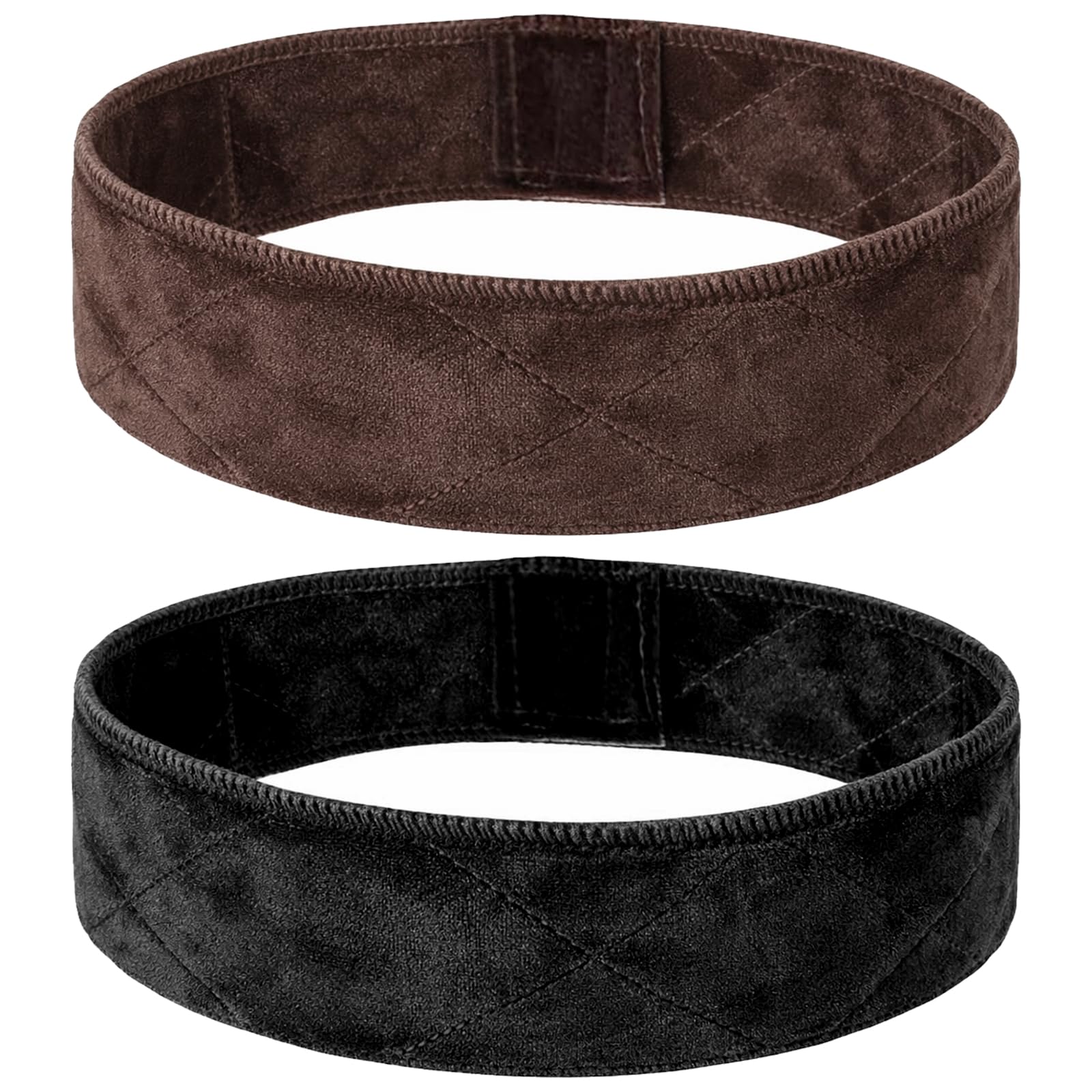 Black and Brown Adjustable Velvet Wig Grip Headband – 2-Pack Comfortable Non-Slip Wig Band