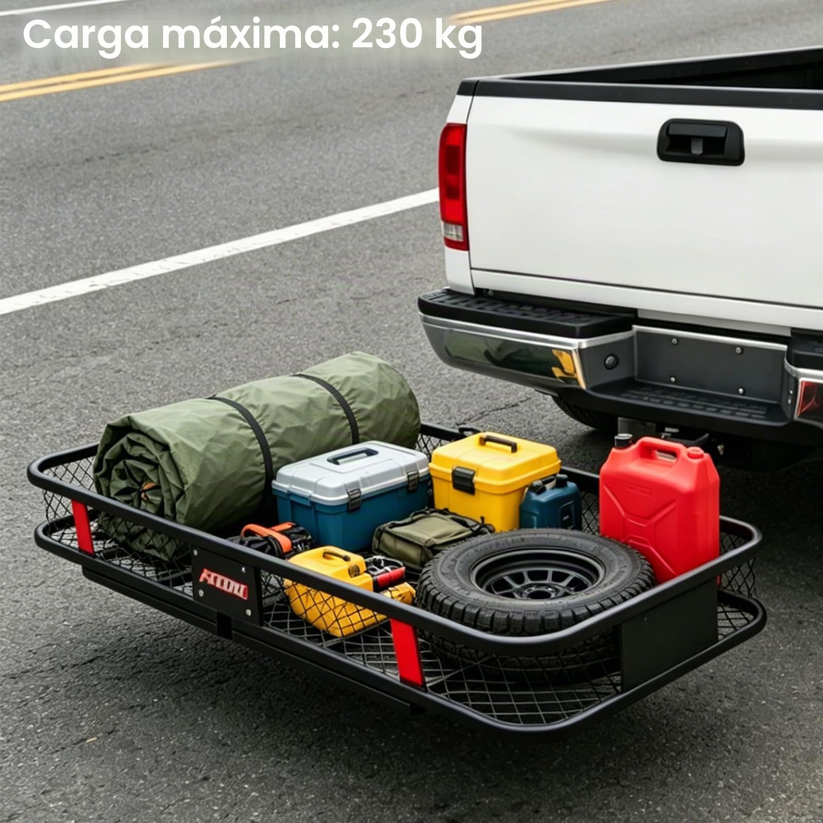 Portaequipajes trasero para enganche de remolque, cesta portaequipaje para enganche de remolque, adecuado para enganche de remolque, se puede utilizar en ATV, coches, todoterrenos