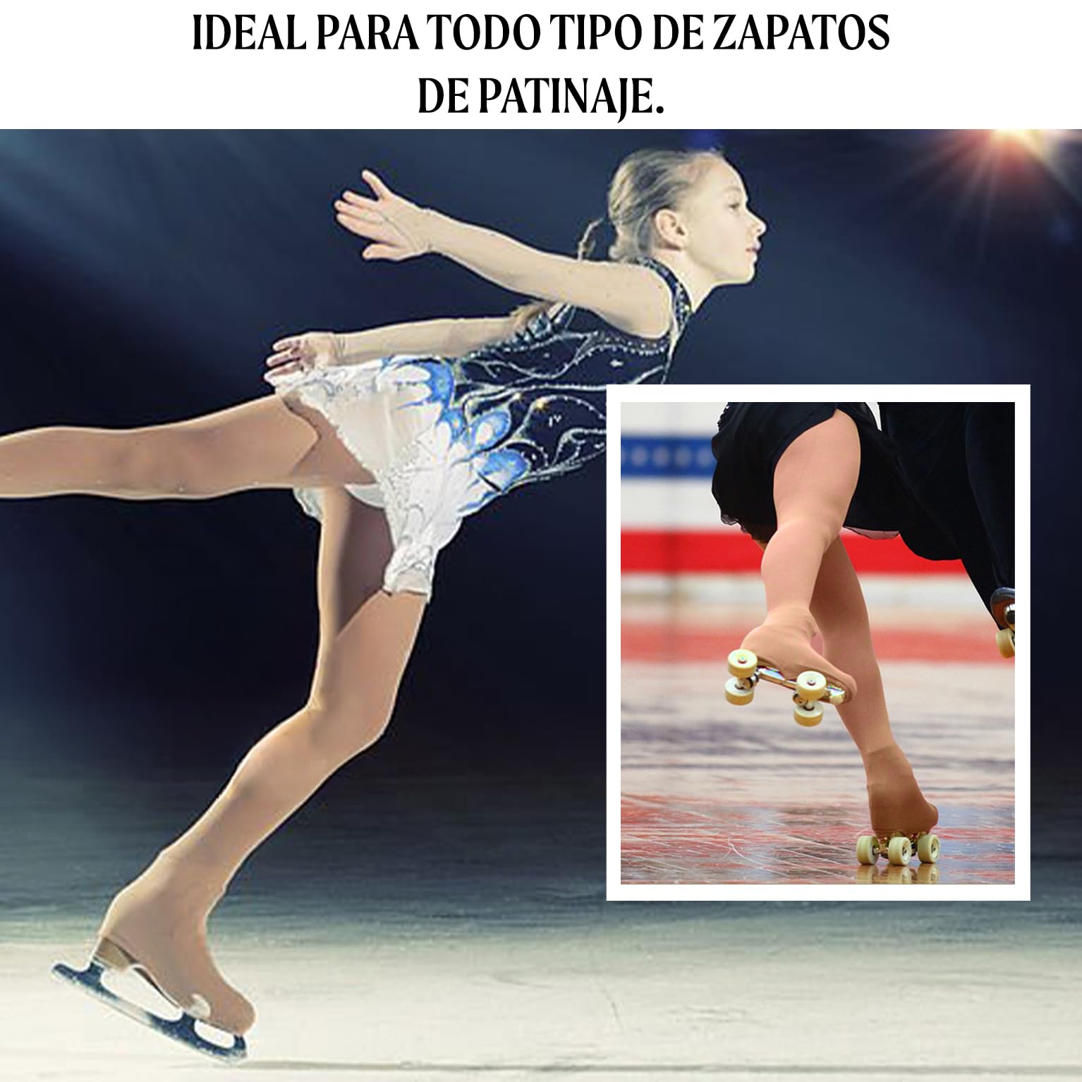 CALZITALY PACK 1/2 Medias Cubrepatin Para Niña – 70 DEN | Patinaje Artístico | Professional Skating | Natural, Negro | 6, 8, 10, 12 Años | Calcetería Italiana