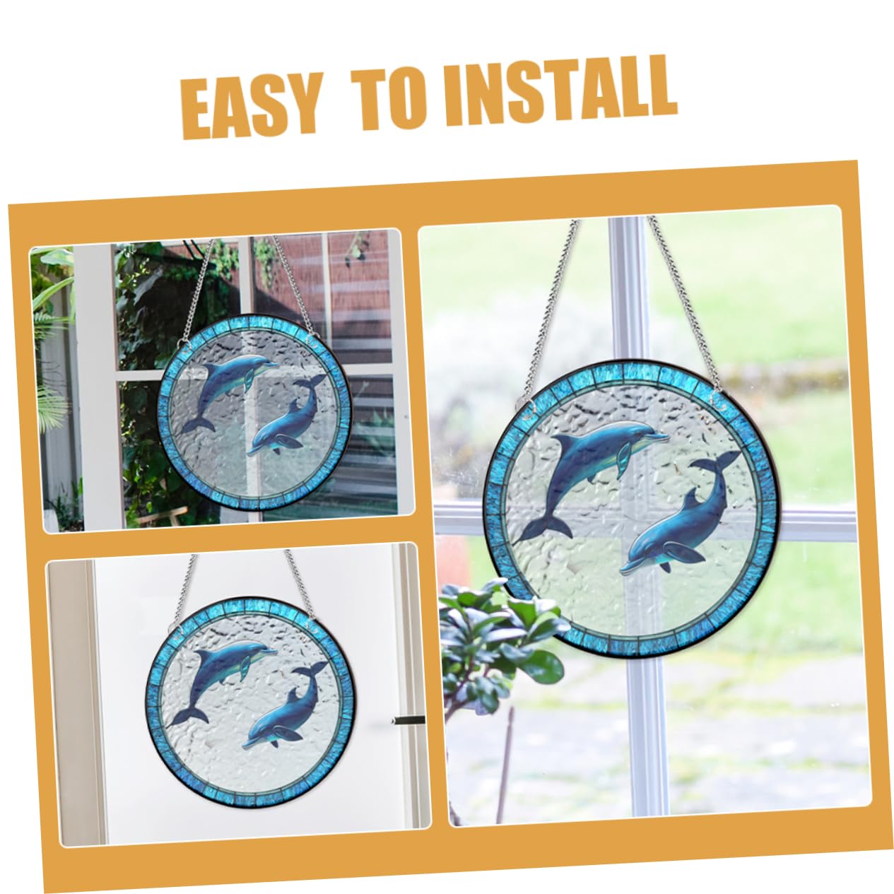 Yardwe 1set Decorazioni Da Appendere Per Finestra Con Ciondolo Forma Di Delfino Acchiappasole Artistico Per Giardino e Casa Elegante e Resistente