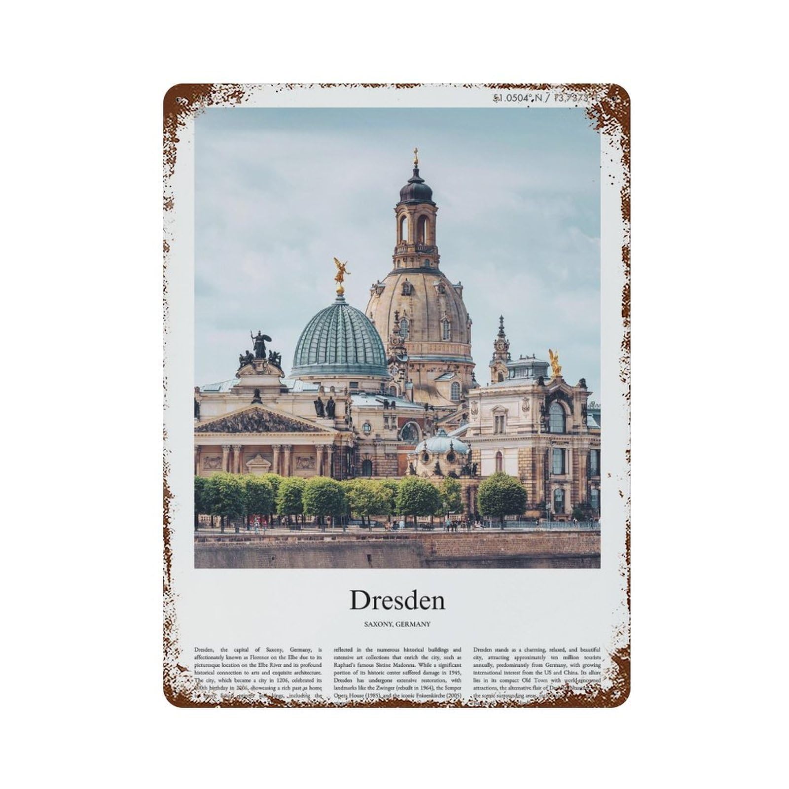 xiaoxiaoshen Dresden Saxony, Germany City Scenery Wall Decor Art Metal Tin Poster Modern Home Decor Art Home Bar Shop Decorations Vintage Sign 40x30cm