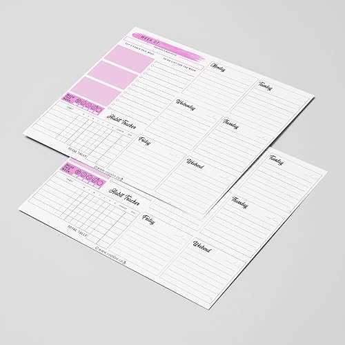 Miniatura 2 de Agenda semanal con tapa (magnética) para todo el año, 50 hojas sin fecha para horario diario, listas de tareas, seguimiento de hábitos,