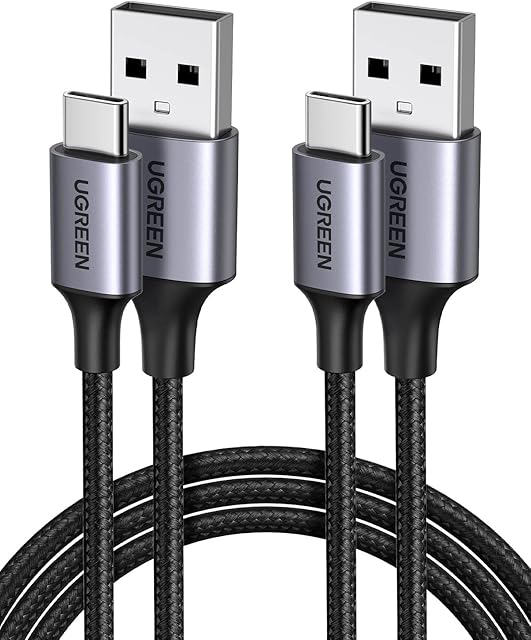 UGREEN USB C Charger Cable 2 Pack USB to USB C Cable Fast Charging Lead QC 3.0 Data Transfer Compatible with Galaxy S22 S21 Ultra S20+ Redmi Note 9 Mi 11 Pixel 6 5 Huawei P30 P40 Pro (0.5M)