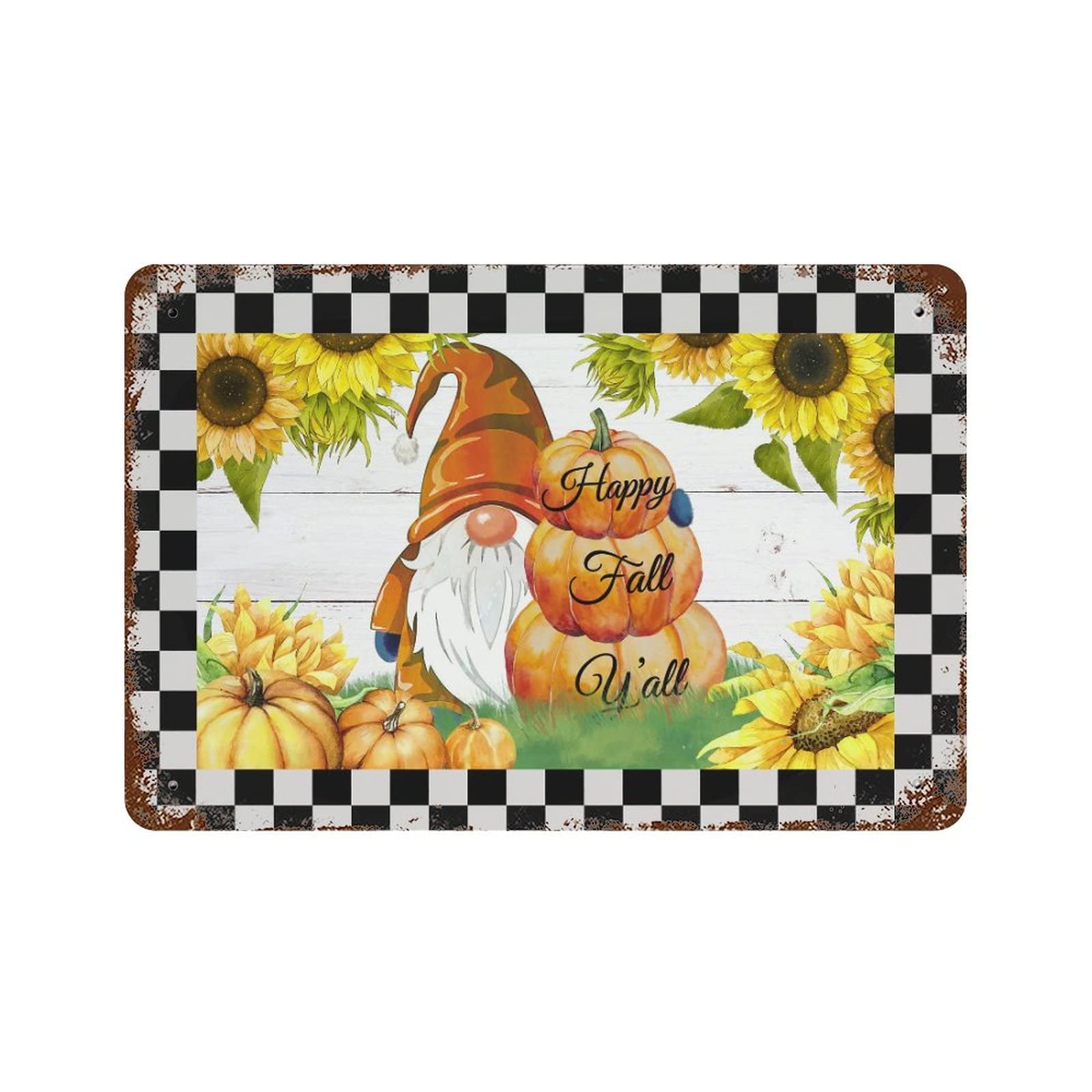 Pancarte en aluminium Autumn Happy Fall décorative de 30x45 cm pour maison