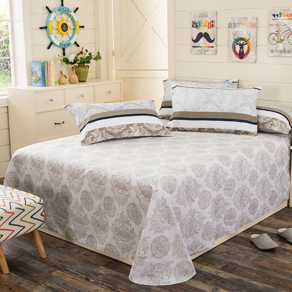 Drap en coton double anti-usure pour lit de dortoir 120x230cm