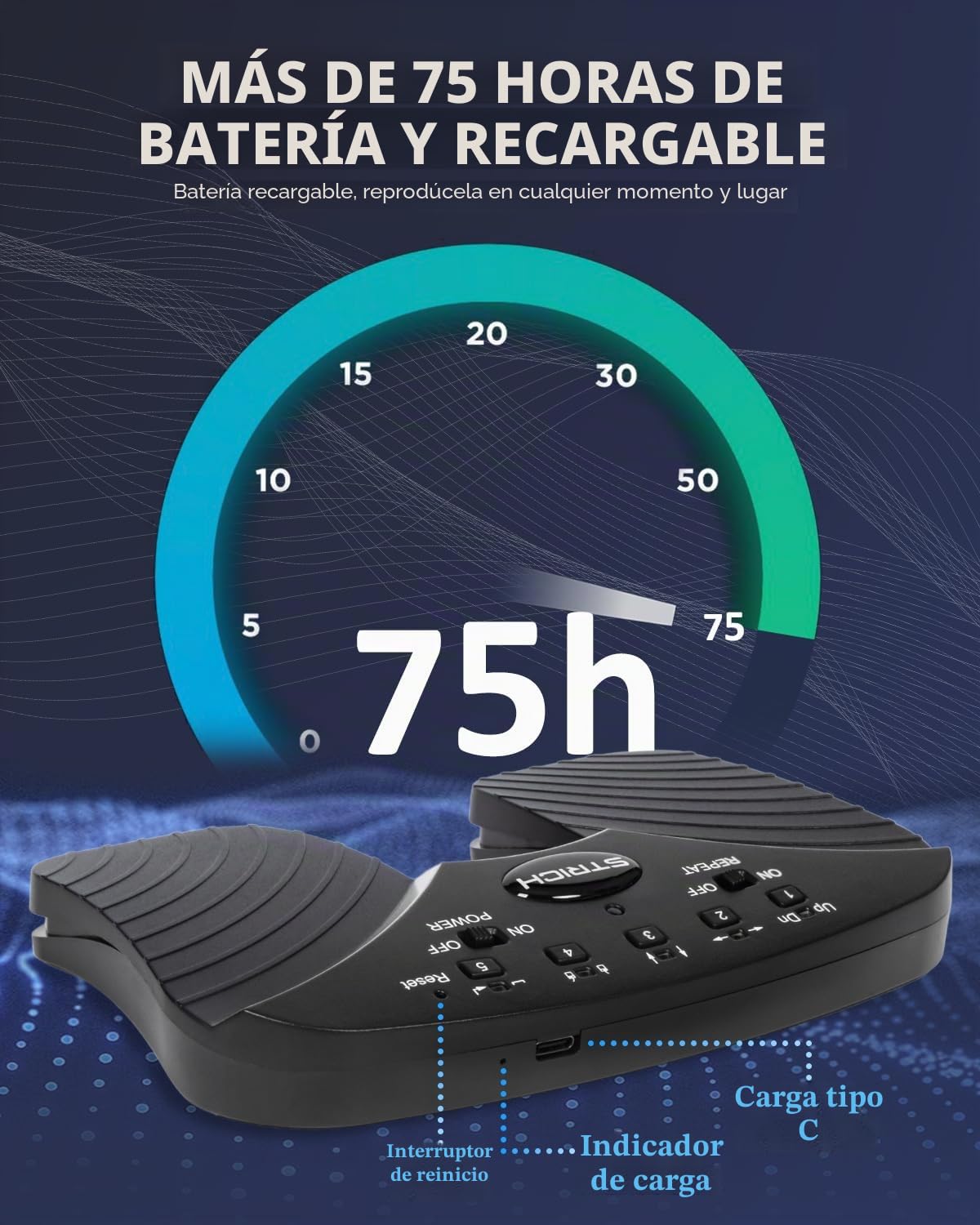 STRICH Pedal giratorio de página inalámbrico, interruptor de pie silencioso para iPad, teléfono, Kindle, tabletas, PC, nueva versión, volteador de página de música USB recargable, Negro, SPT-20 | Pedal de pie silencioso USB para tabletas, smartphones, pla