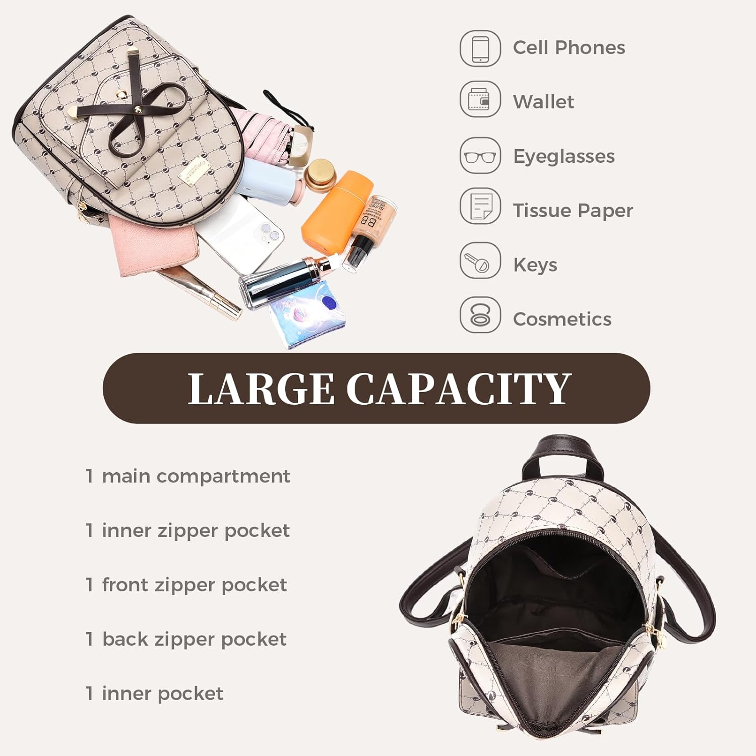 I IHAYNER Girls Bowknot Cute Leather Backpack Mini Backpack Purse for Women - Image 6
