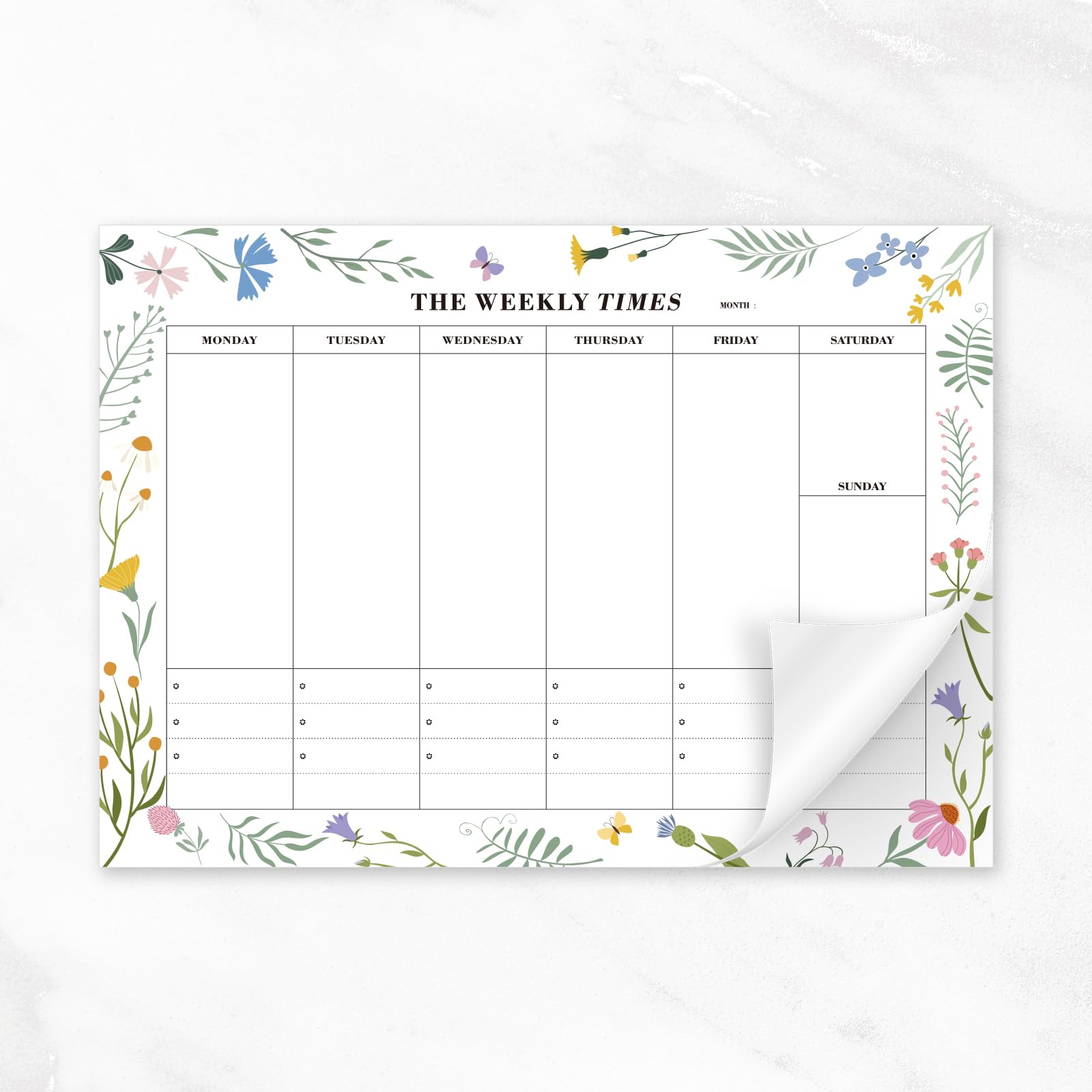 Weekly Planner Pad, 60 Sheets B5 Weekly to View Planner Week to Do List Habit Tracker Planning Pad With Tear Off Organizer, Task Notes Scheduler Floral 24.5 * 17.5cm