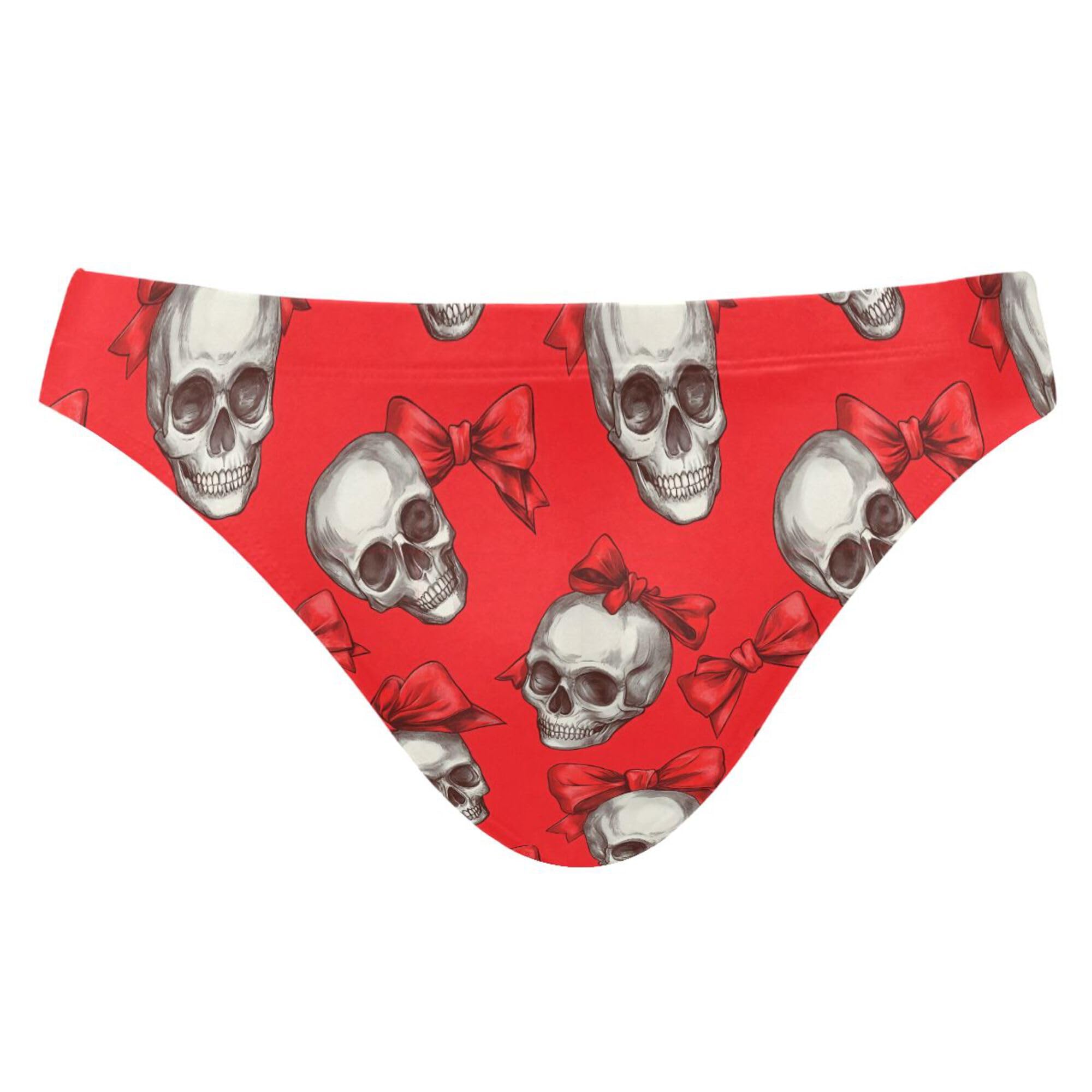 Skull Red Bow Swim Briefs for Men Bikini Swimwear Boys Short XXL B0404372