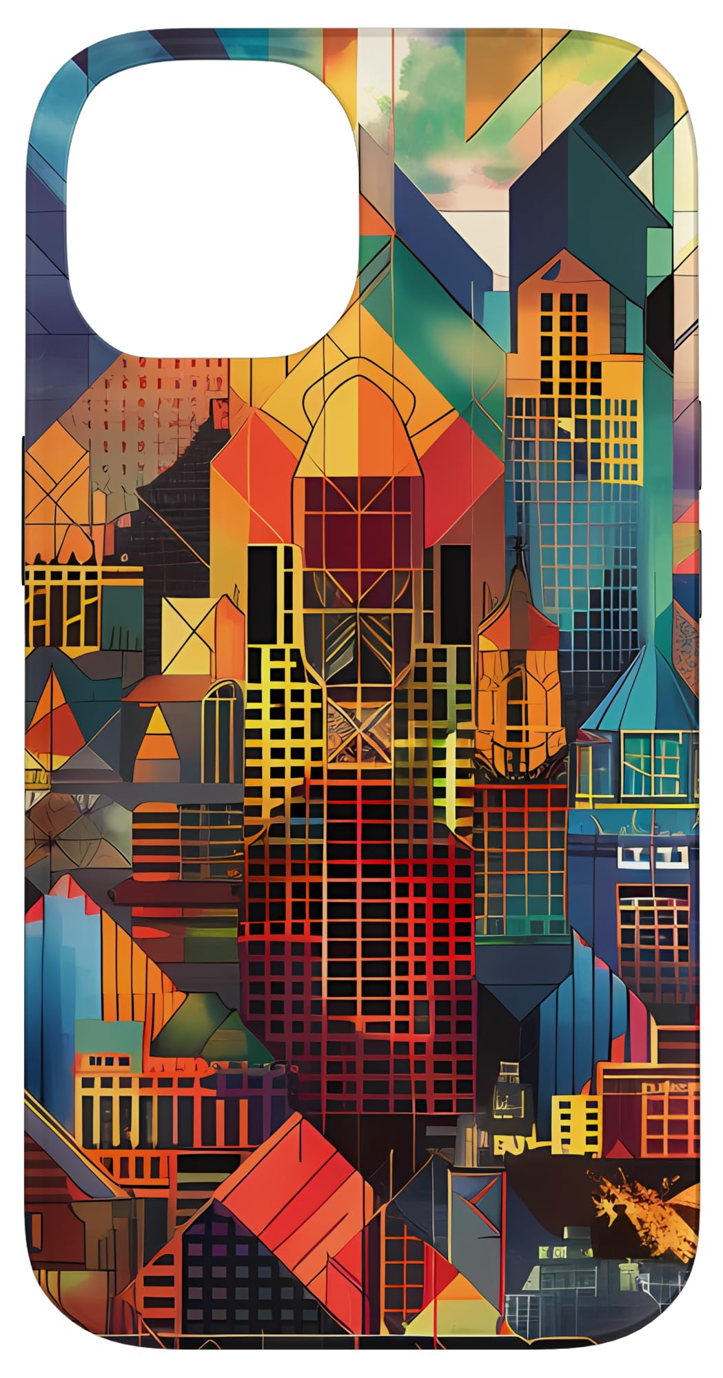 City Skyline Wall Art - Geometric City Map Poster Case for iPhone 14