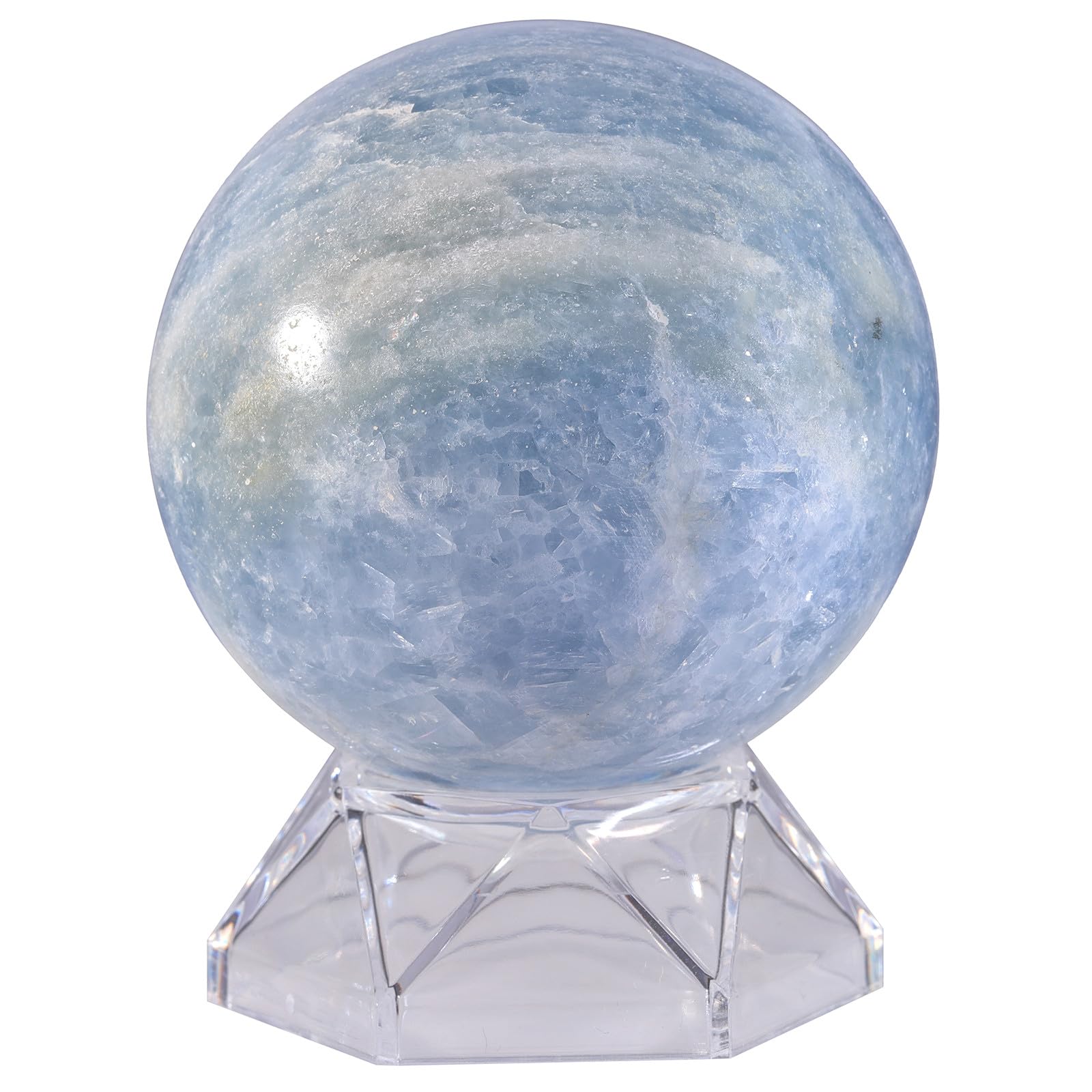Nupuyai Celestite Crystal Ball with Acrylic Stand