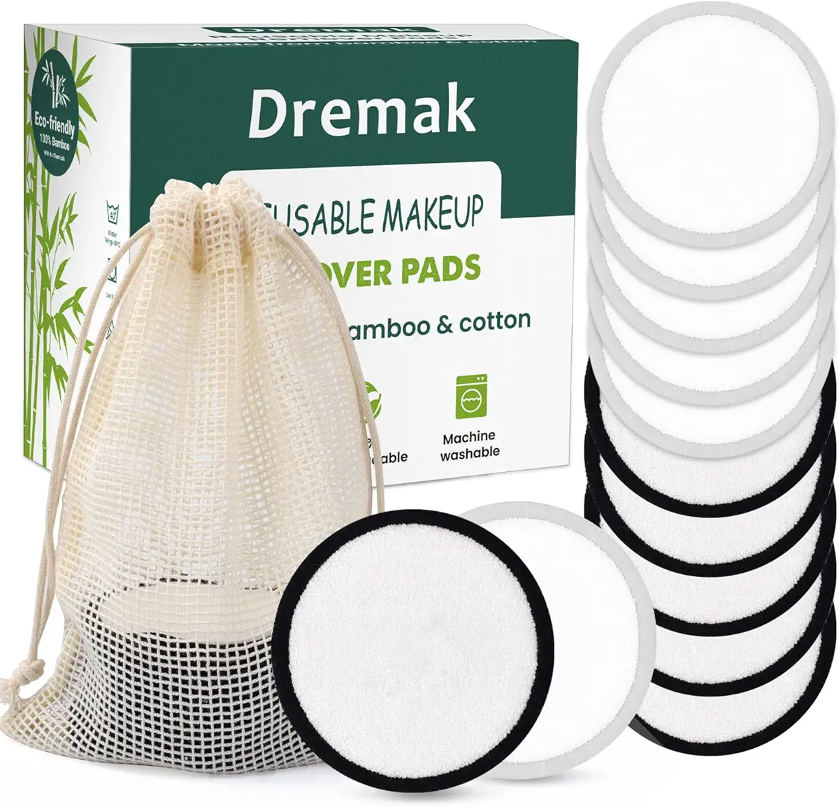 Reusable Makeup Remover Pads - (12 Pack) Washable Velvet Reusable Cotton Round for All Skin Types and Toner with Laundry Bag, Eco-Friendly Soft Cotton Pads