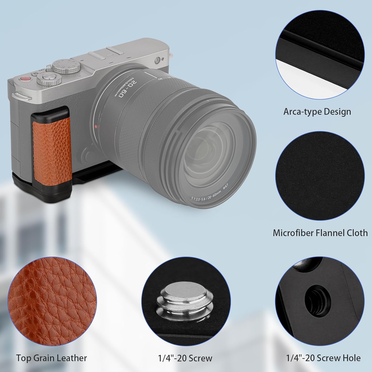 Haoge HG-S9-C Handle HandGrip for Panasonic LUMIX S9 Camera Body S9K L-Shape Grip Bracket Brown - Image 4