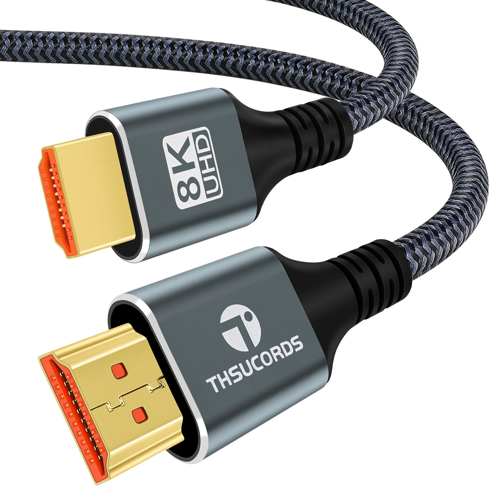 Thsucords Cavo HDMI 8K 4K 2M, Intrecciato ad alta velocità Cavi HDMI 2.1 Supporto 8K@60Hz, 4K@120Hz 144Hz 48Gbps compatibile con Roku TV/PS5/HDTV/Blu-ray