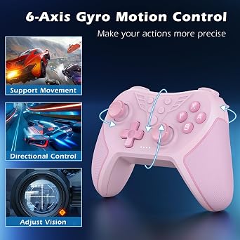 LATEC Controller for Switch, Wireless Controller for OLED/Lite with Hall Joystick, Programmable Buttons, 6-Axis Gyro, Double Shock and Turbo Function