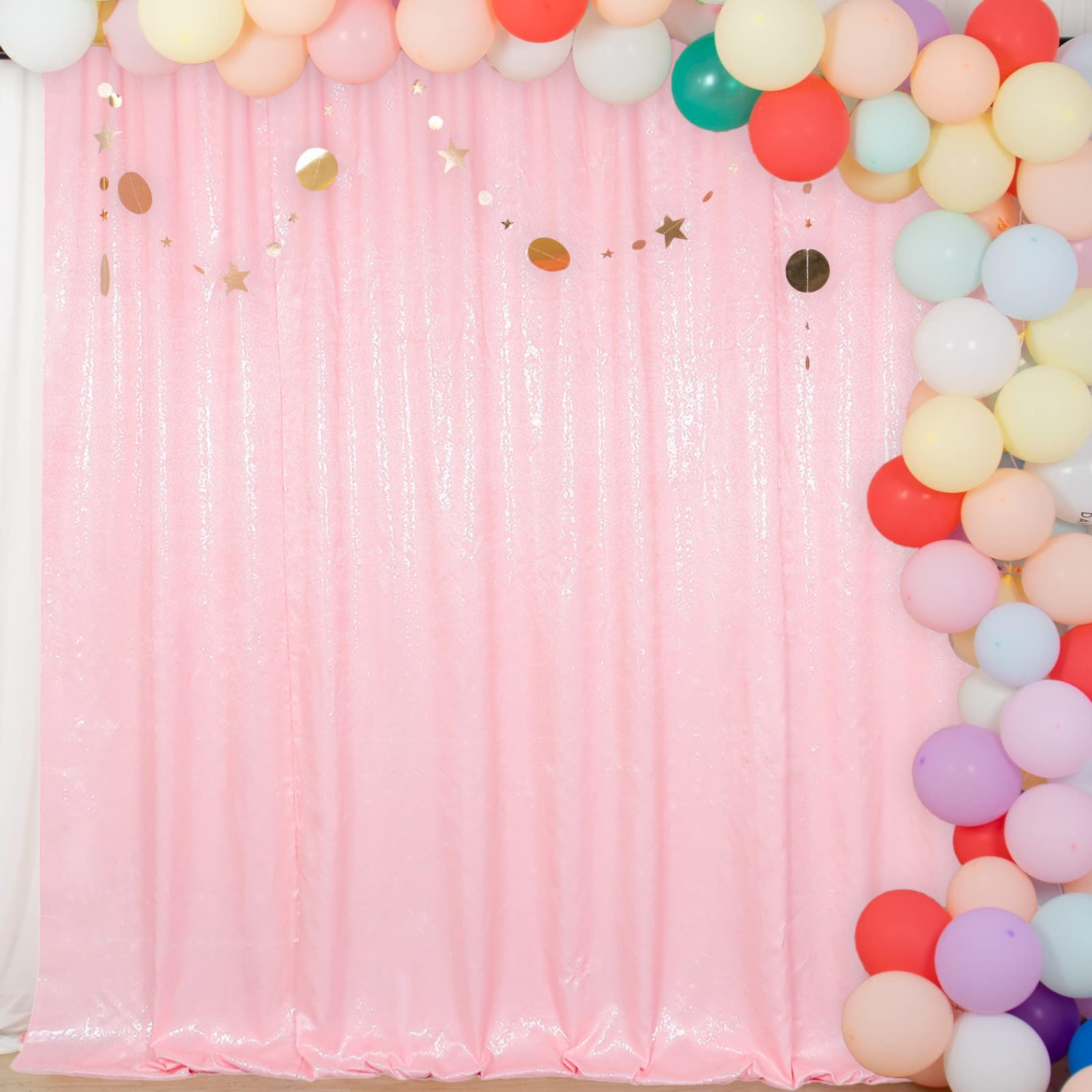ShinyBeauty Sequin Backdrop Pink 10x10FT Curtain for Photography Wedding Backdrops 10FT Baby Shower Photo Booth Glitter Background Birthday Party