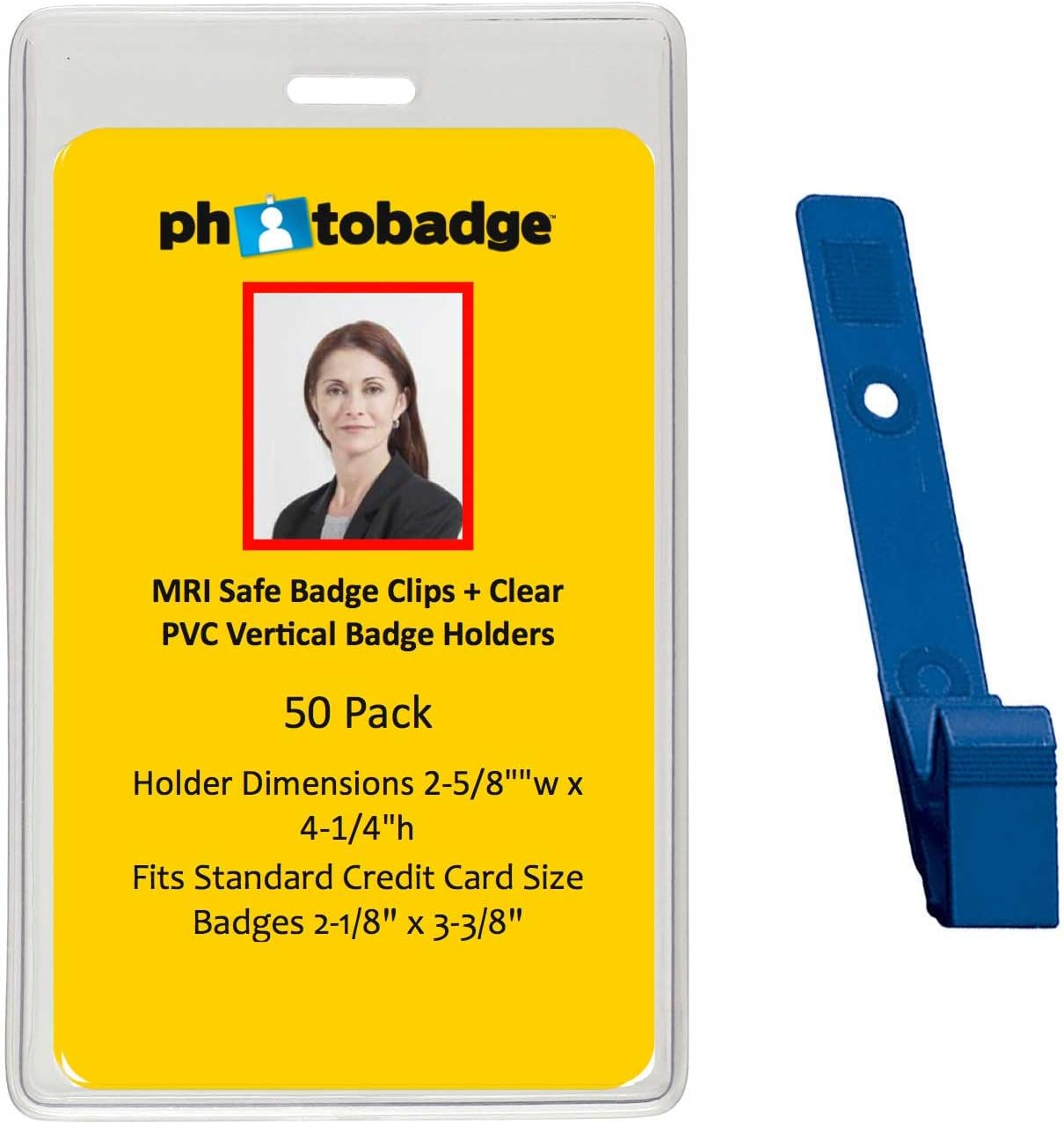 MRI Safe Clips and Vertical Badge Holders 50 Pcs Pack