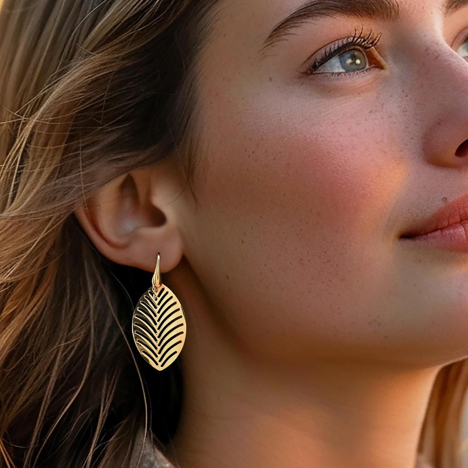 Ross-Simons Italian 18kt Gold Over Sterling Openwork Leaf Drop Earrings - Image 2