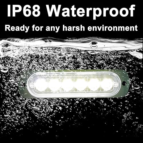 Miniatura 3 de GZ5CG 12V 24V Luz LED Blanca delgada de 6LEDs impermeable para UTV, camión, RV, cúpula, escalón, debajo del salpicadero, cama del camión, maletero,