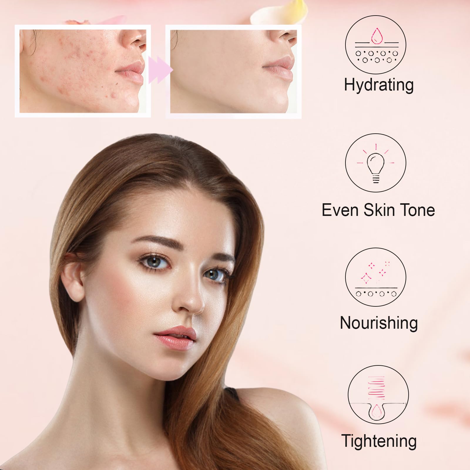 Sakura Ensemble de Soins du Visage 5 Pièces, Sakura Skin Care Set avec Nettoyant, Toner, Contour Yeux, Sérum, Crème