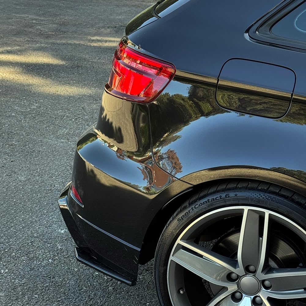 Oneway Jupes de pare-chocs arrière (coins) compatible avec Audi S3 Sportback 8V Facelift 2016-2020 - Noir brillant (Seulement montable avec OW RV21033)