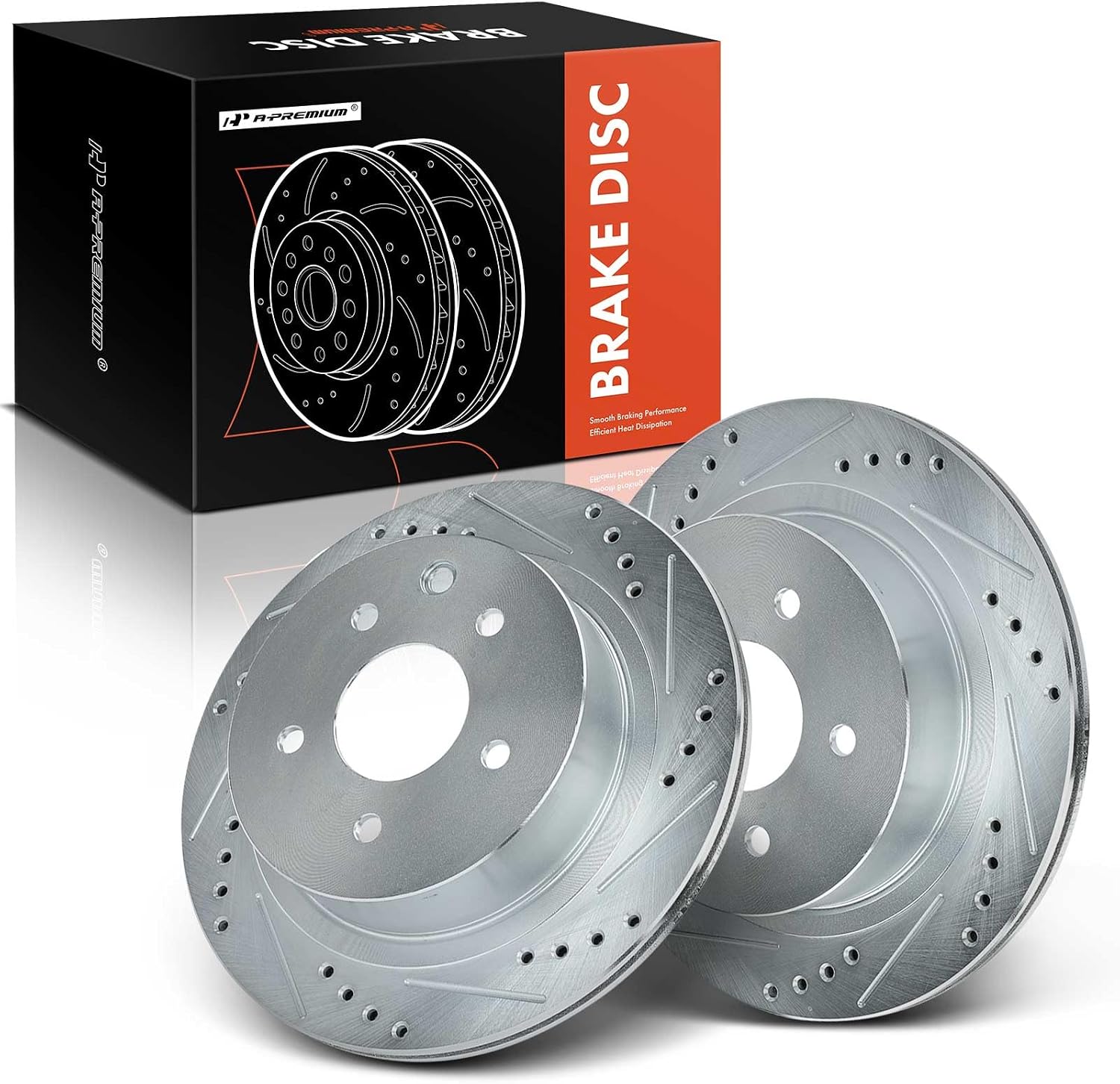 A-Premium 2-PC Set 11.49 inch (291.8mm) Rear Drilled and Slotted Disc Brake Rotors Compatible with Select Nissan and Infiniti Models - Rogue 2008-2020, Juke 2014-2017, Leaf 350Z X-Trail, G35