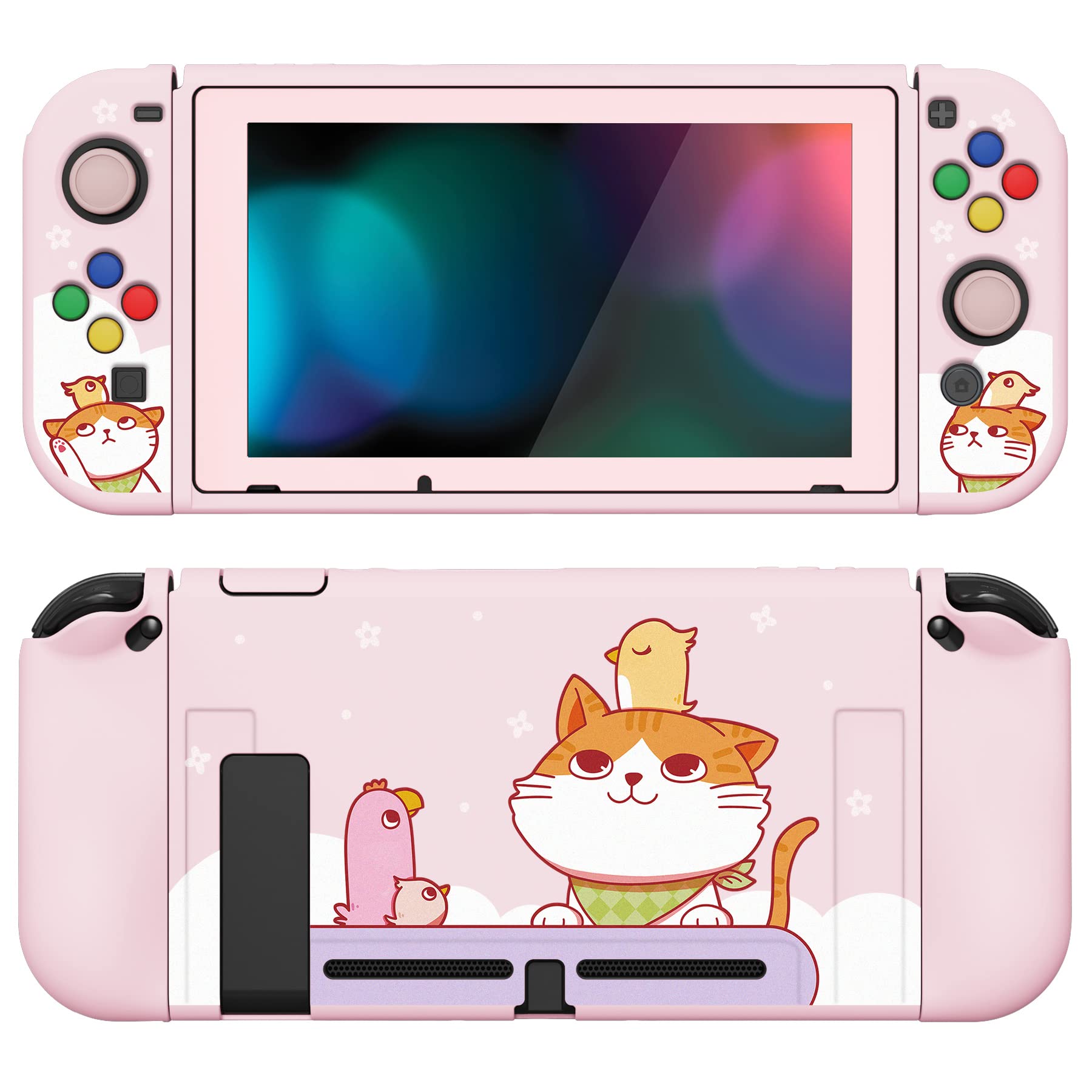 PlayVital ZealProtect Funda Protectora Suave para Nintendo Switch Accesorios Carcasa con Protector de Pantalla & Tapas de Agarre para el Pulgar & Pegatinas de ABXY Dirección Botón(Gatos en Piscina) — view 10