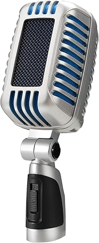 CAROL Micrófono vocal retro clásico, estilo vintage, cromo, súper cardioide para actuaciones en vivo y grabación de estudio. Cápsulas duales,