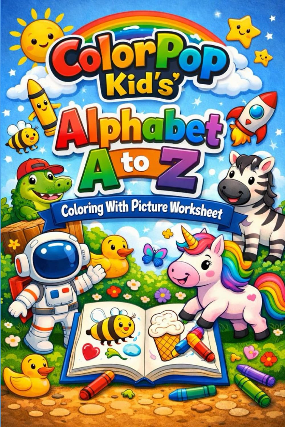 ColorPop Kid's Alphabet A to Z Coloring With Picture Worksheet: Fun & Educational ABC Coloring Worksheets with Cute Pictures to Boost Early Learning, ... for Toddlers, Preschool & Kindergarten Kids