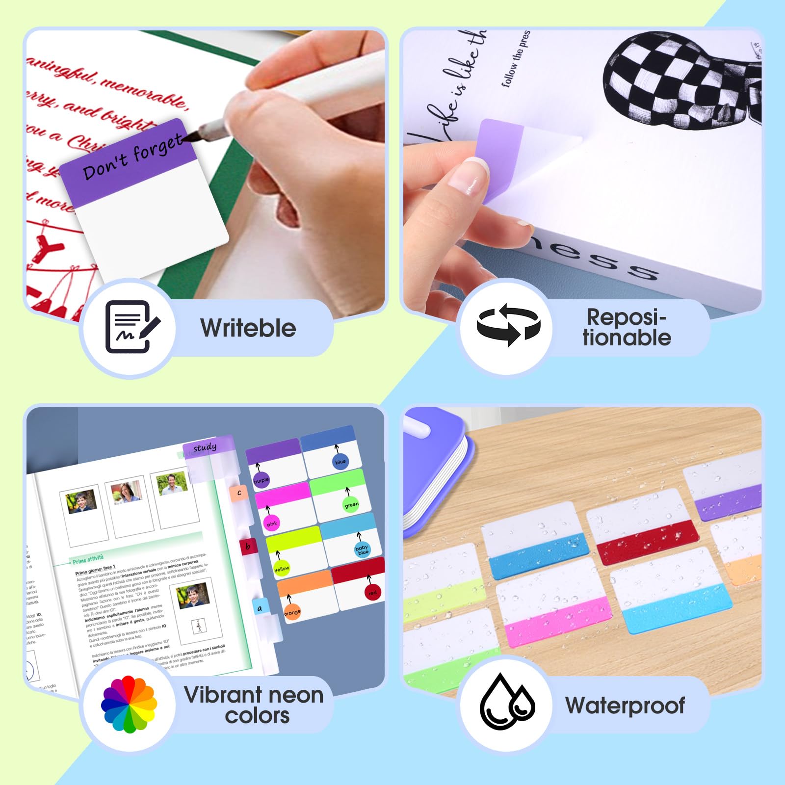 320 Pcs Page Markers Writable & Repositionable Coloured Tabs for Annotating Books 2 inch Sticky Index Notes Tabs Book Tabs for Pages Book Markers Document Flags - Image 4