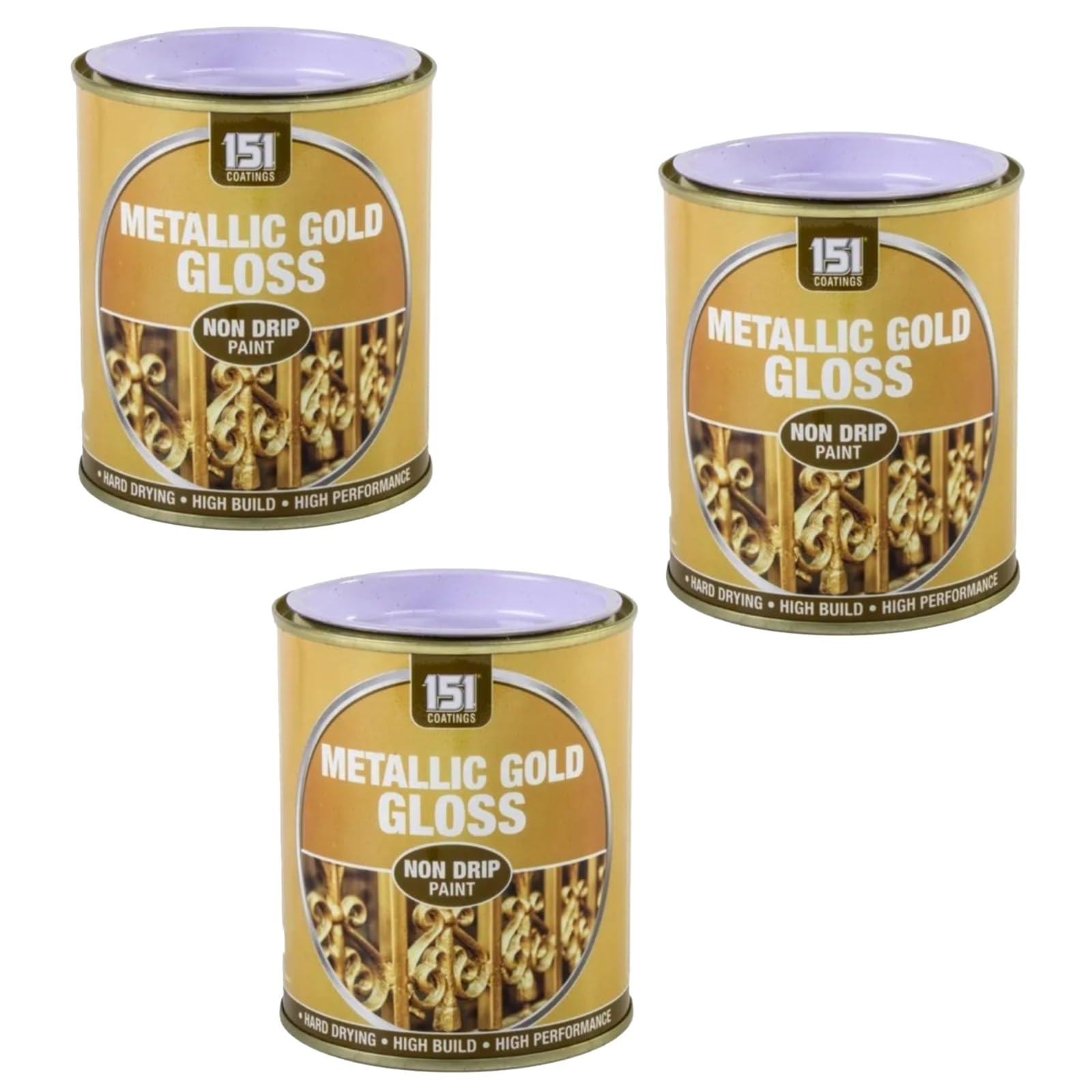 SDMAX Metallic Gold Non-Drip Paint, Durable And Gloss Finish, Non-Cracking, Hard Drying, Vibrant Colour, Easy To Use, Long Lasting Performance, Interior Exterior Use, 300ml (3pcs)