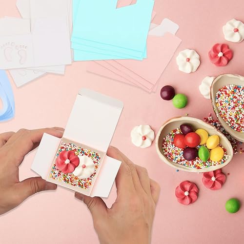 Miniatura 4 de Bolsas de baby shower, paquete de 100 cajas de regalo de baby shower, cajas de regalo de papel para recién nacidos, cajas de dulces pequeñas con