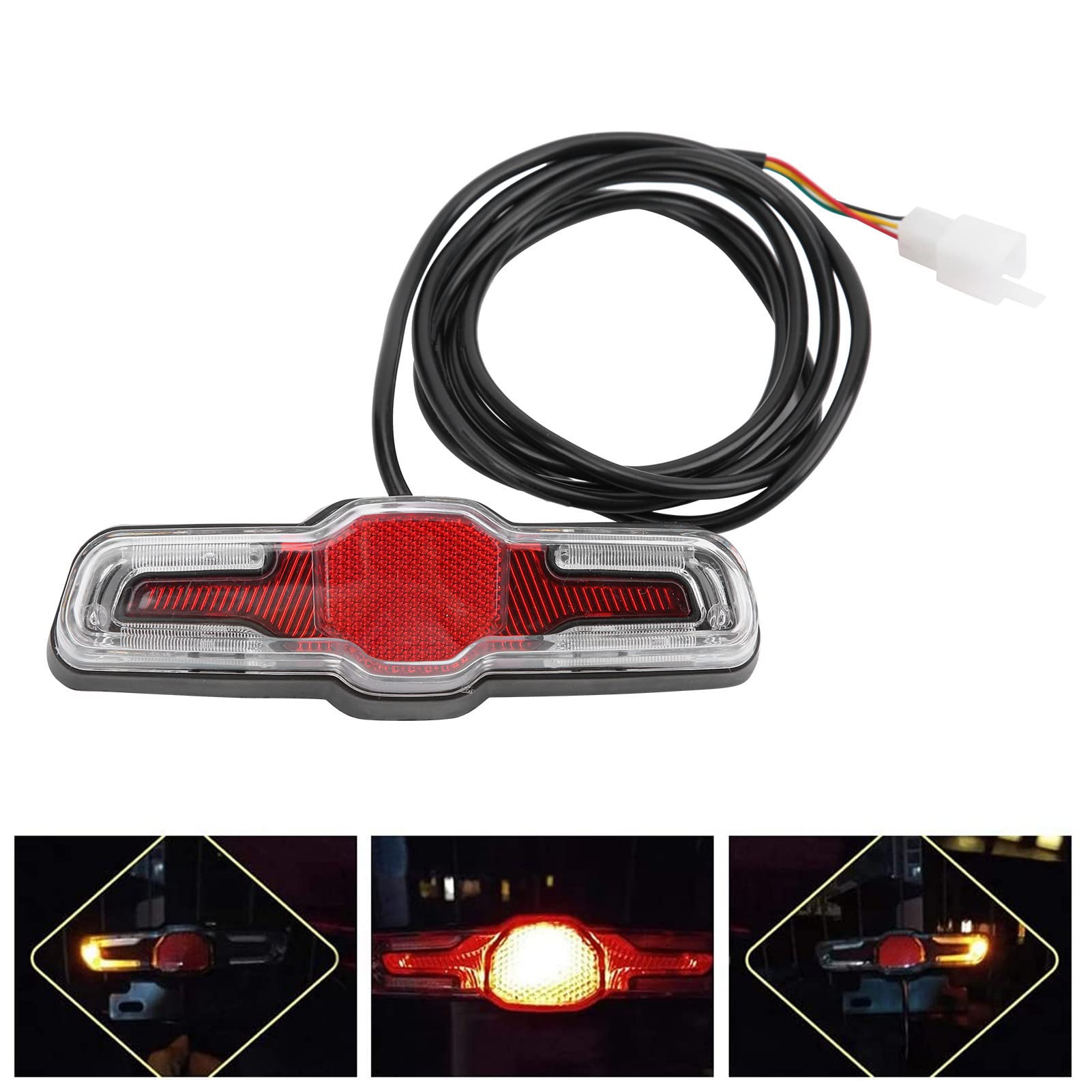 Fanale Posteriore per Bicicletta Elettrica a 5 LED, Fanale Posteriore in ABS 36V/48V/60V con Buona luminosità e Tenuta, Facile Installare Accessori per Ciclismo Notturno di