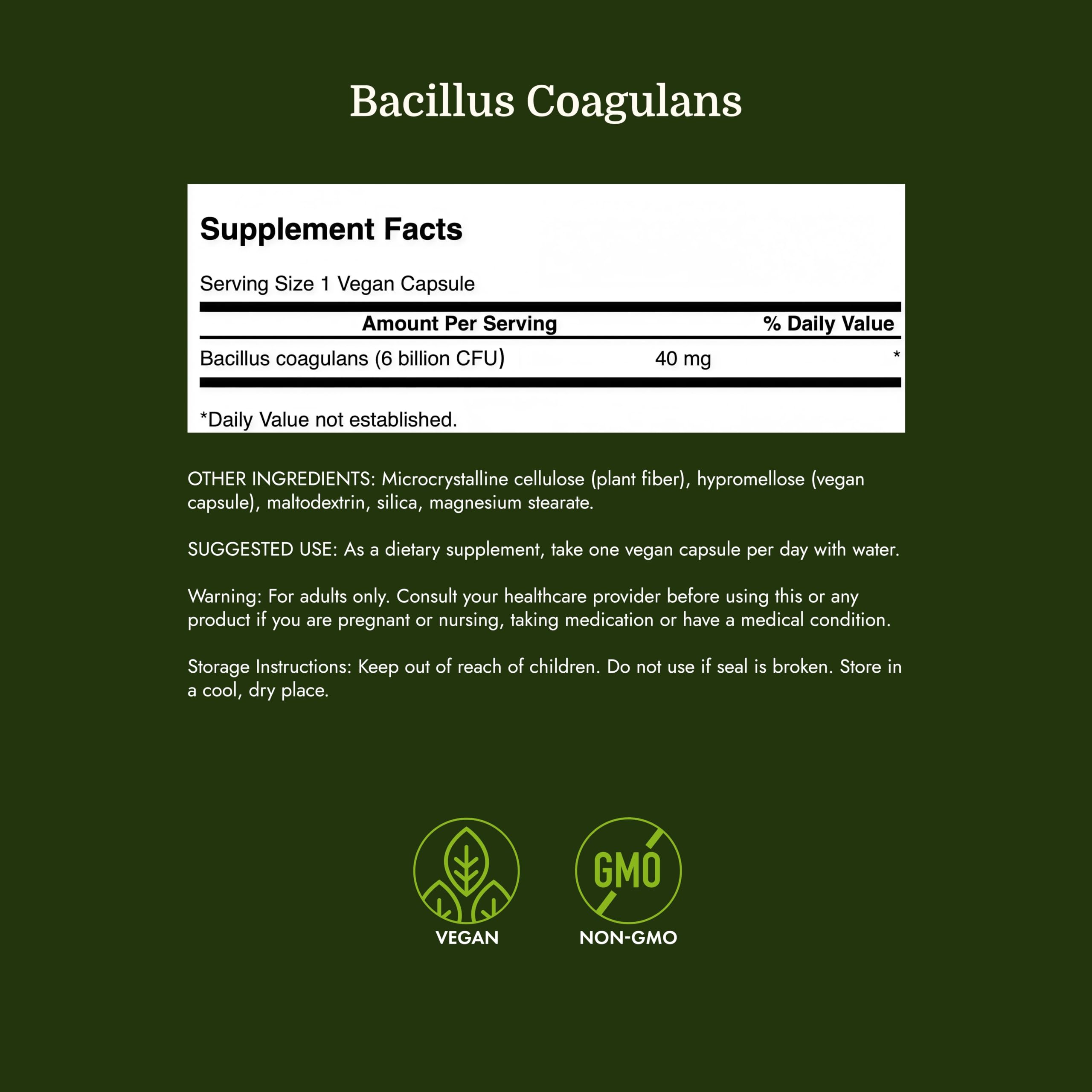 Swanson Bacillus Coagulans Probiotic, 6 Billion CFU, 60 Vegan Capsules — Amazon image 4