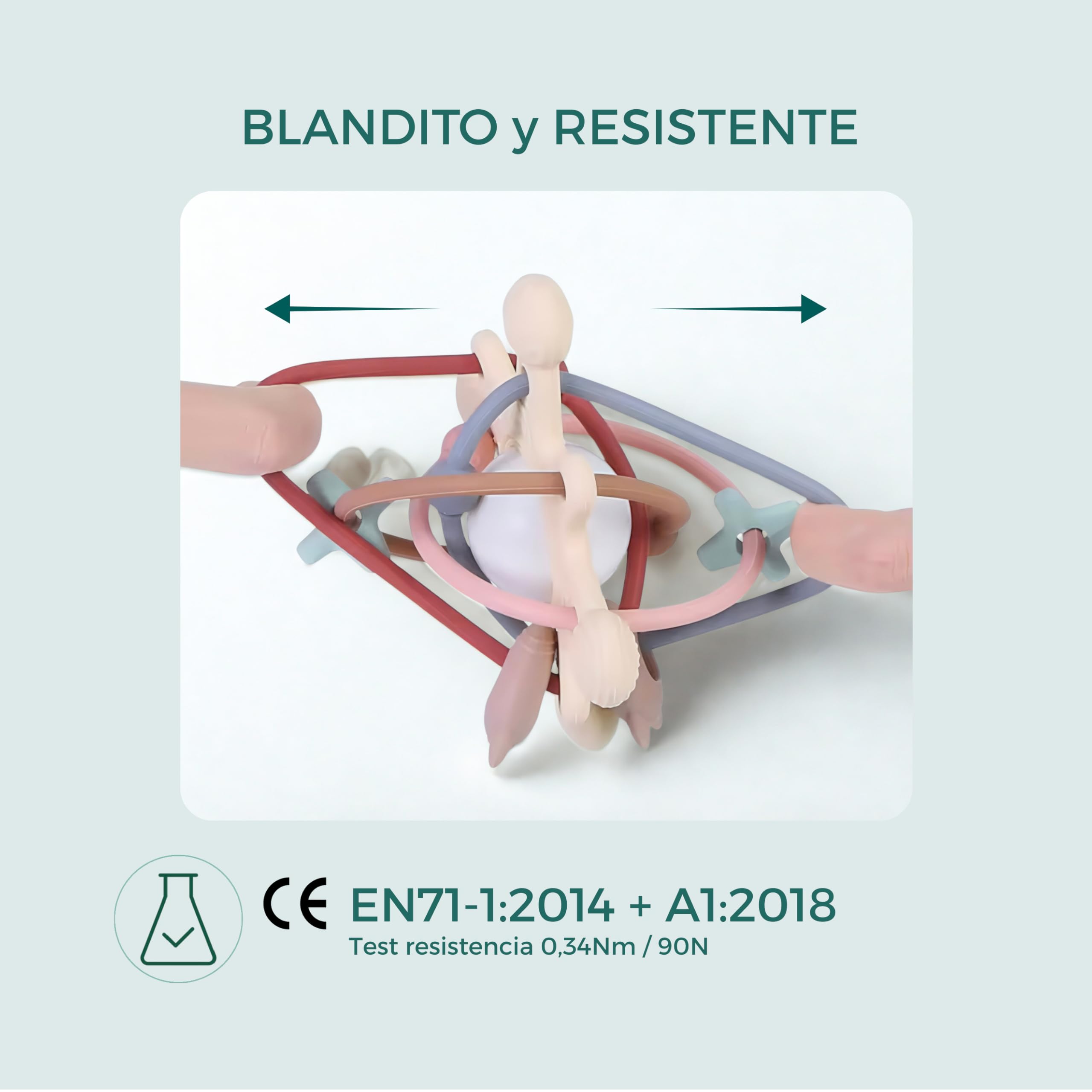 Colifree - Mordedor bebé sonajero, blandito y de fácil agarre, juguete denticion a partir de 3 meses, silicona segura libre de BPA, diseño ergonómico y con texturas — view 6