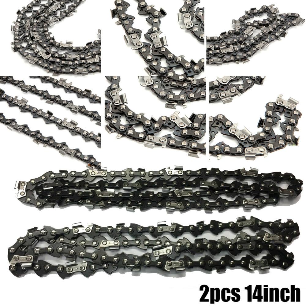 2 cadenas de motosierra de 14 pulgadas, herramientas de corte de madera de 3/8 pulgadas, 52 eslabones, h