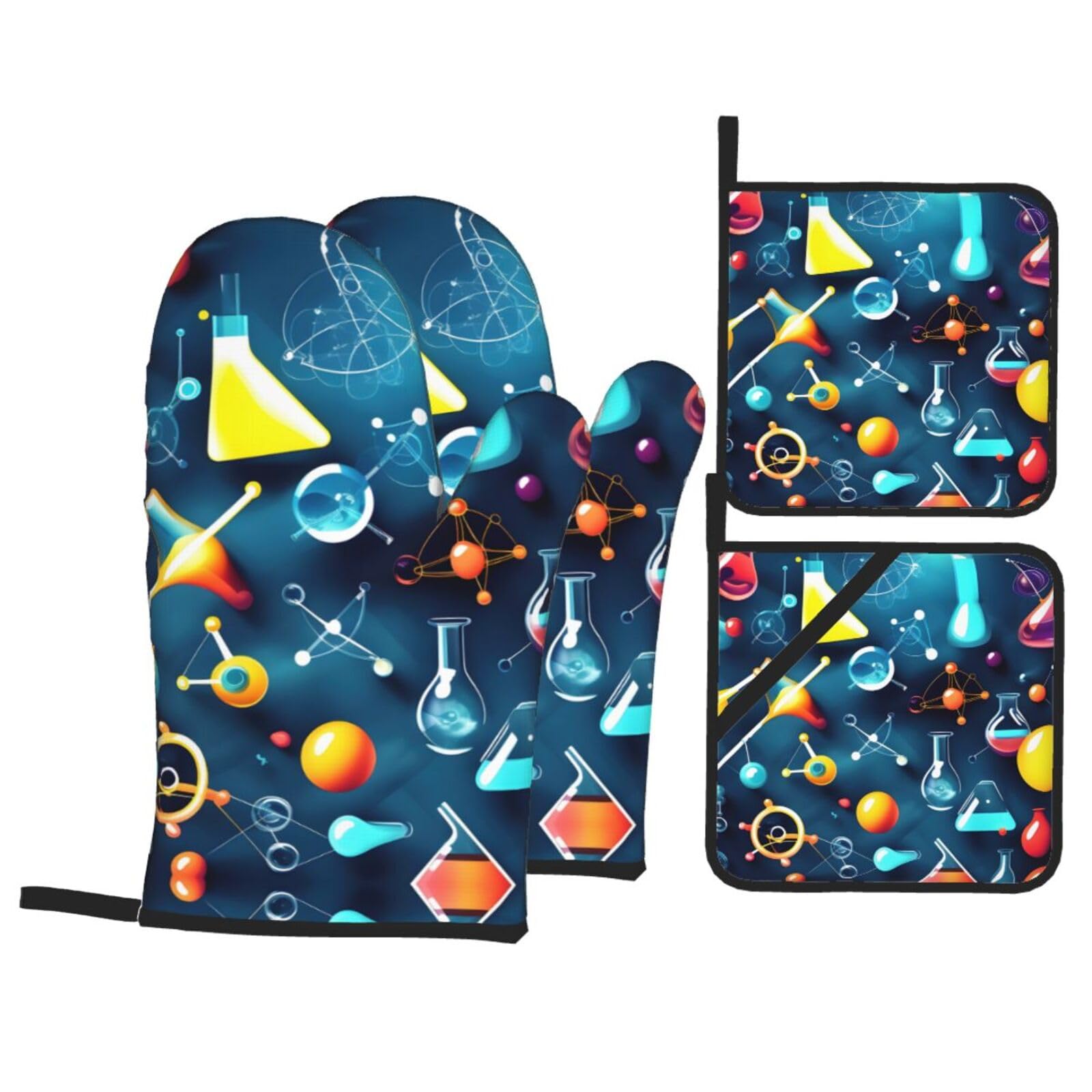 Abstract SciencePrint Oven Mitts,Pot Holders, Heat Resistant Oven Mitts Gloves,Hot Pads for Kitchen Cooking Grill
