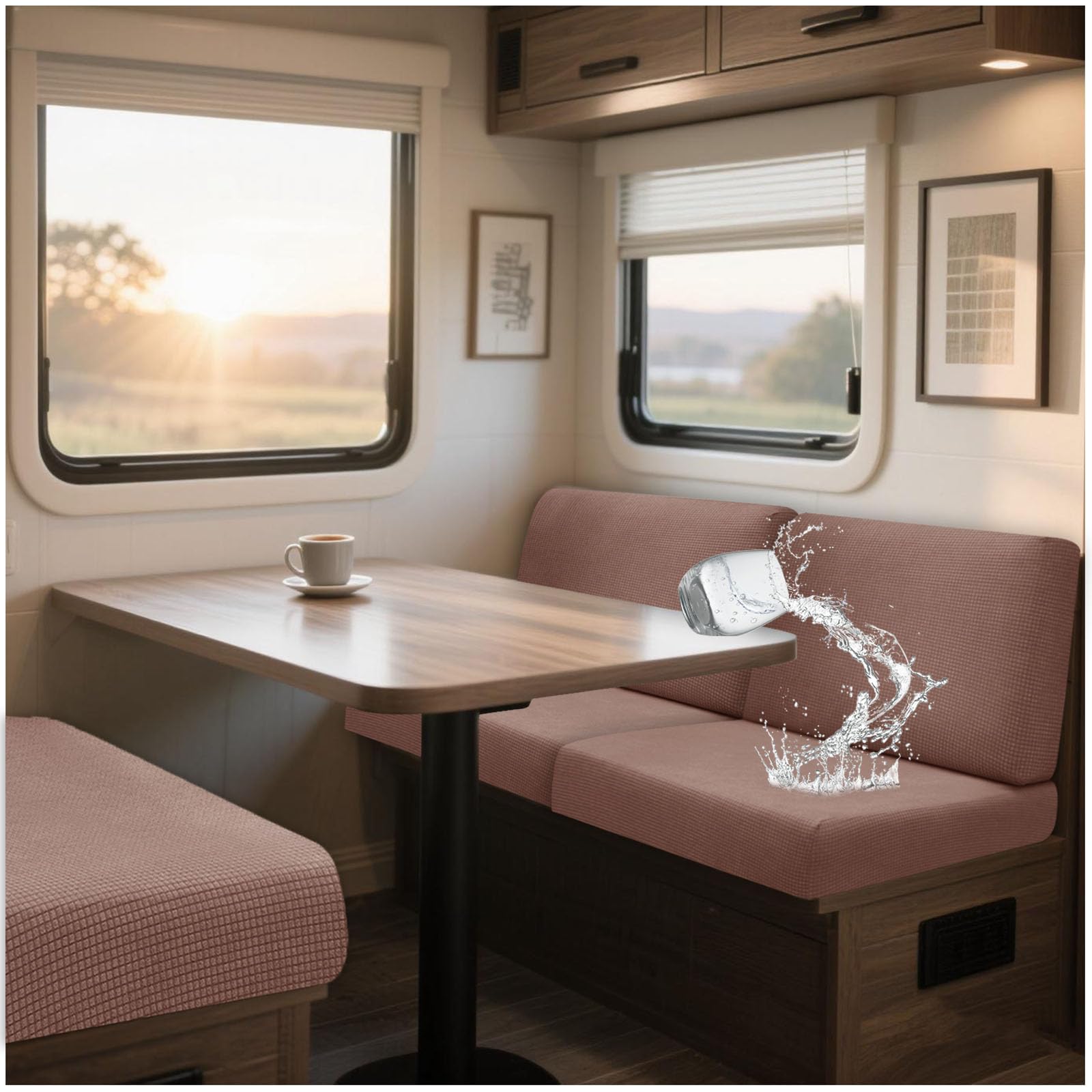 NNSMUN Bezüge Für Wohnwagenpolster Jacquard, rutschfeste Wohnmobil Sitzpolster Bezug Mit 2 Cord Wasserdichtes, Sofa Sitzkissenbezug Für Schonbezug Wohnwagen Polster (Coffee,L 40-65cm,W 40-65cm)