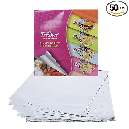 Freshee 50 Pre-Cut 220 x 250mm Aluminium Foil Sheets, Multipurpose use