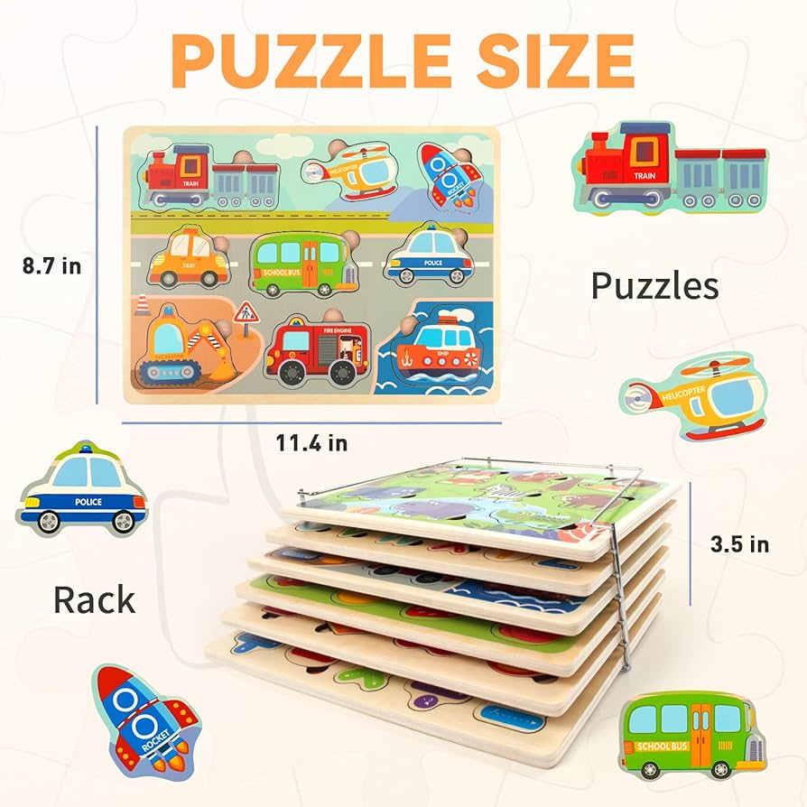 その他 Obstgartchen: Fur 1 - 4 Kinder cm3dmju Amazon.com: Wooden Puzzles for Toddlers with Storage Rack