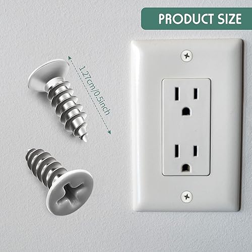 Miniatura 9 de Hotop 100 piezas de tornillos blancos #8 de placa de pared pintada de acero inoxidable con revestimiento antiguo, tornillo autorroscante para placas