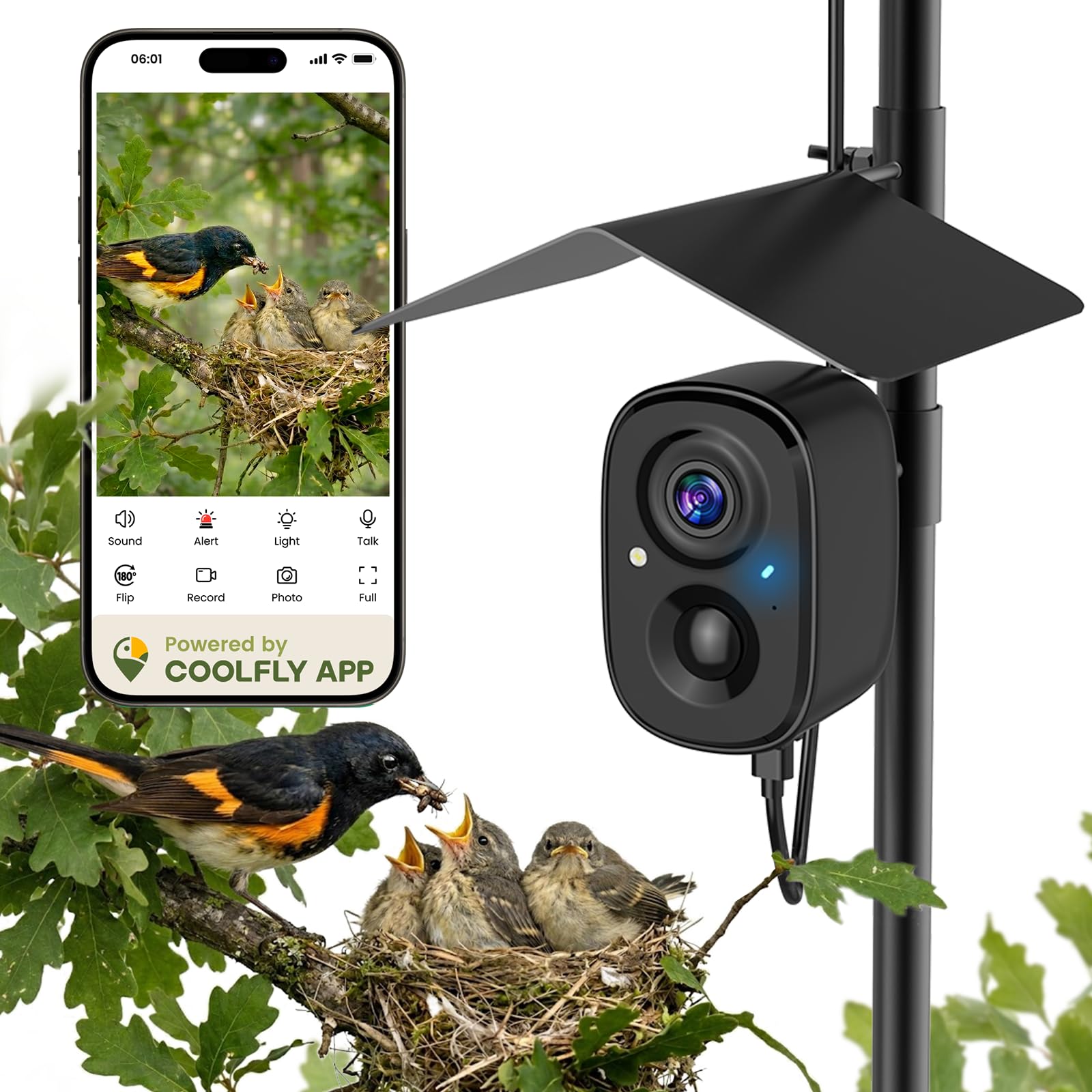 Photo 1 of Smart Bird Camera Solar Powered with Pole for Feeder/Bath Birdwatching