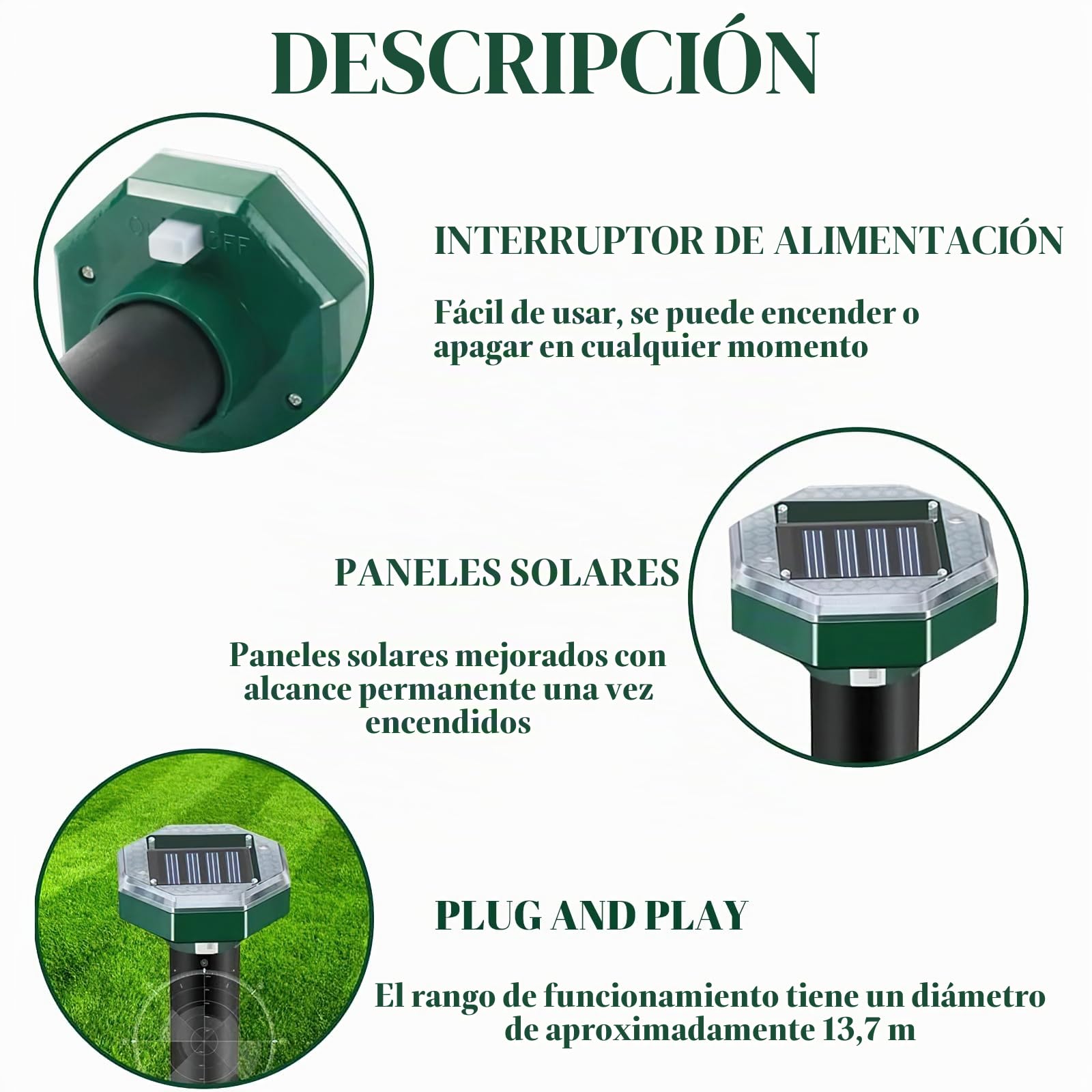 Ahuyentador de Ratas, RosyFate 4 Piezas Repelente Ratas Ultrasonido Exterior, Ahuyentador de Topos y Ratones Solar, IP65 Impermeable, Anti Topos,Serpientes,Ratones