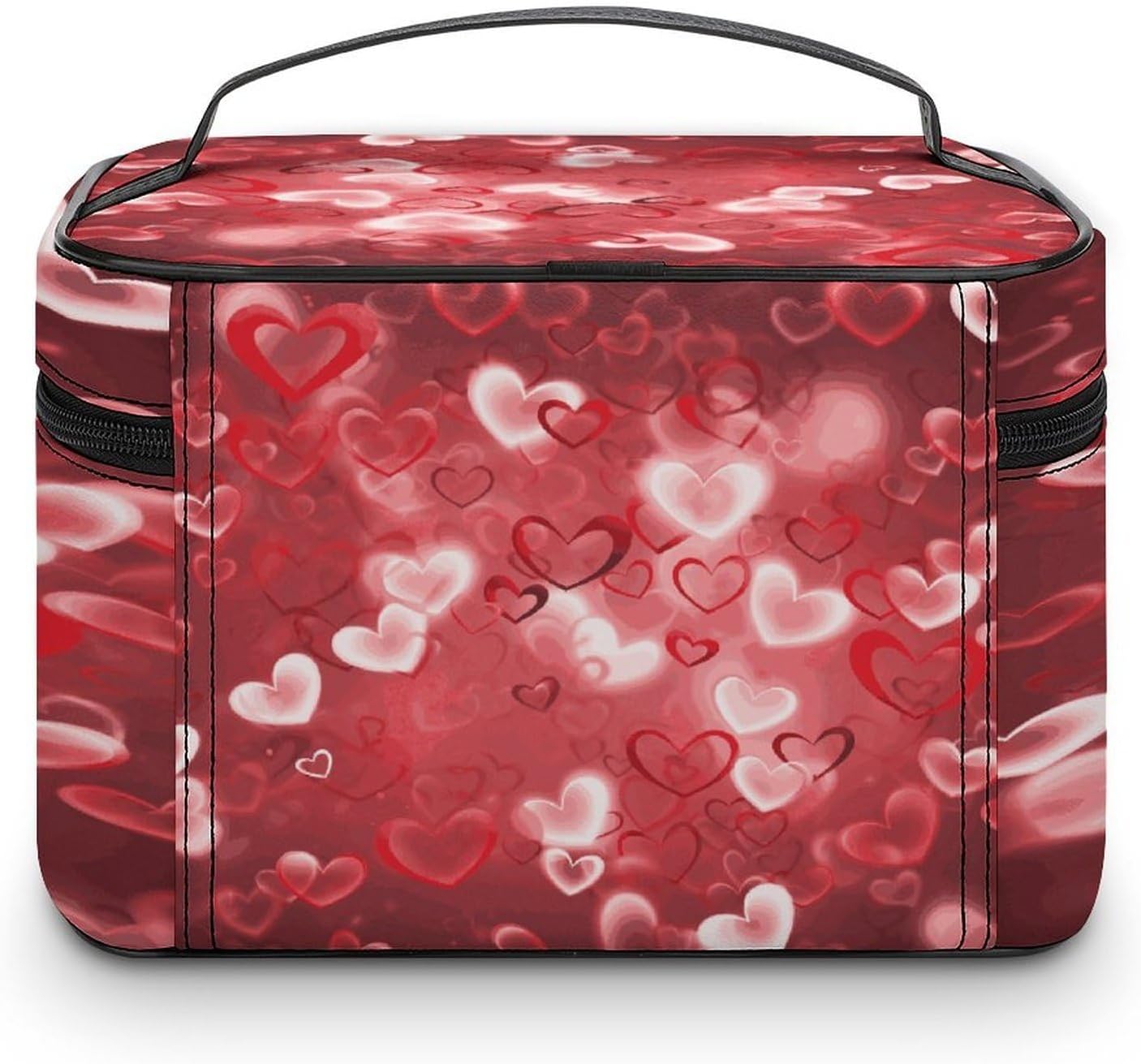 Valentine's Day Love Heart Travel Makeup Bags Large Capacity Cosmetic Bag for Women Portable Makeup Artist Organizer Bags Waterproof Make Up Bag Lightweight Hand-held Makeup Case image 3