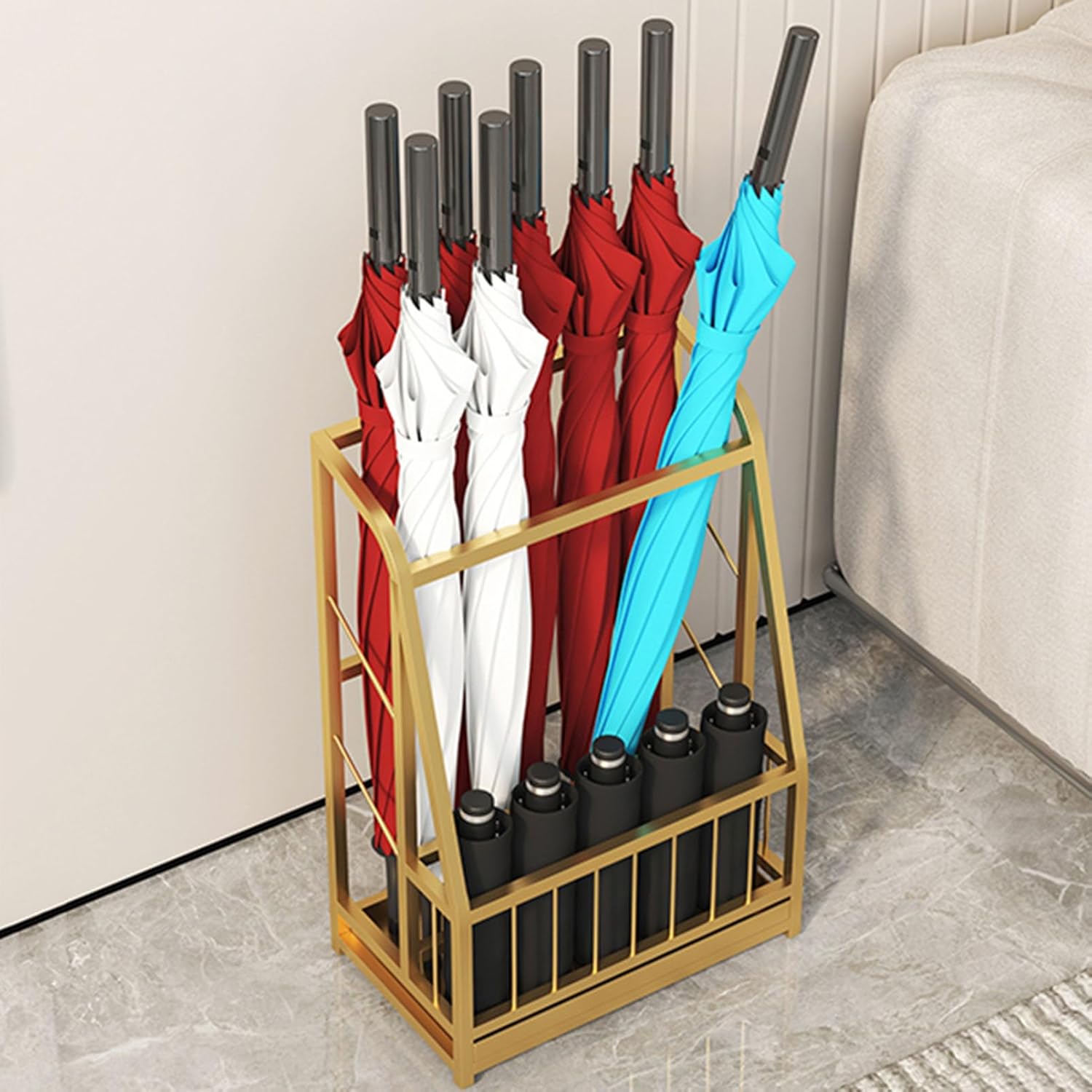 Lar Capaci Umbrella Stand with Water Tray - Slish Umbrella Holder Rack for Entryway, Home, Office, Hotel - Umbrella Bucket nizer for Rain Collect