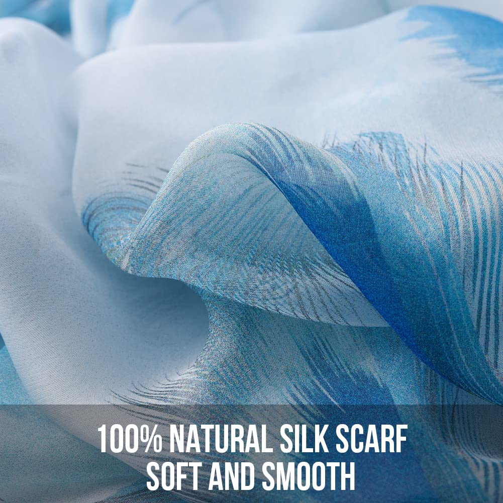 STORY OF SHANGHAI Sciarpa di 100% Seta da Donna Foulard Chiffon con Fantasie Orientale Semi-Trasparente