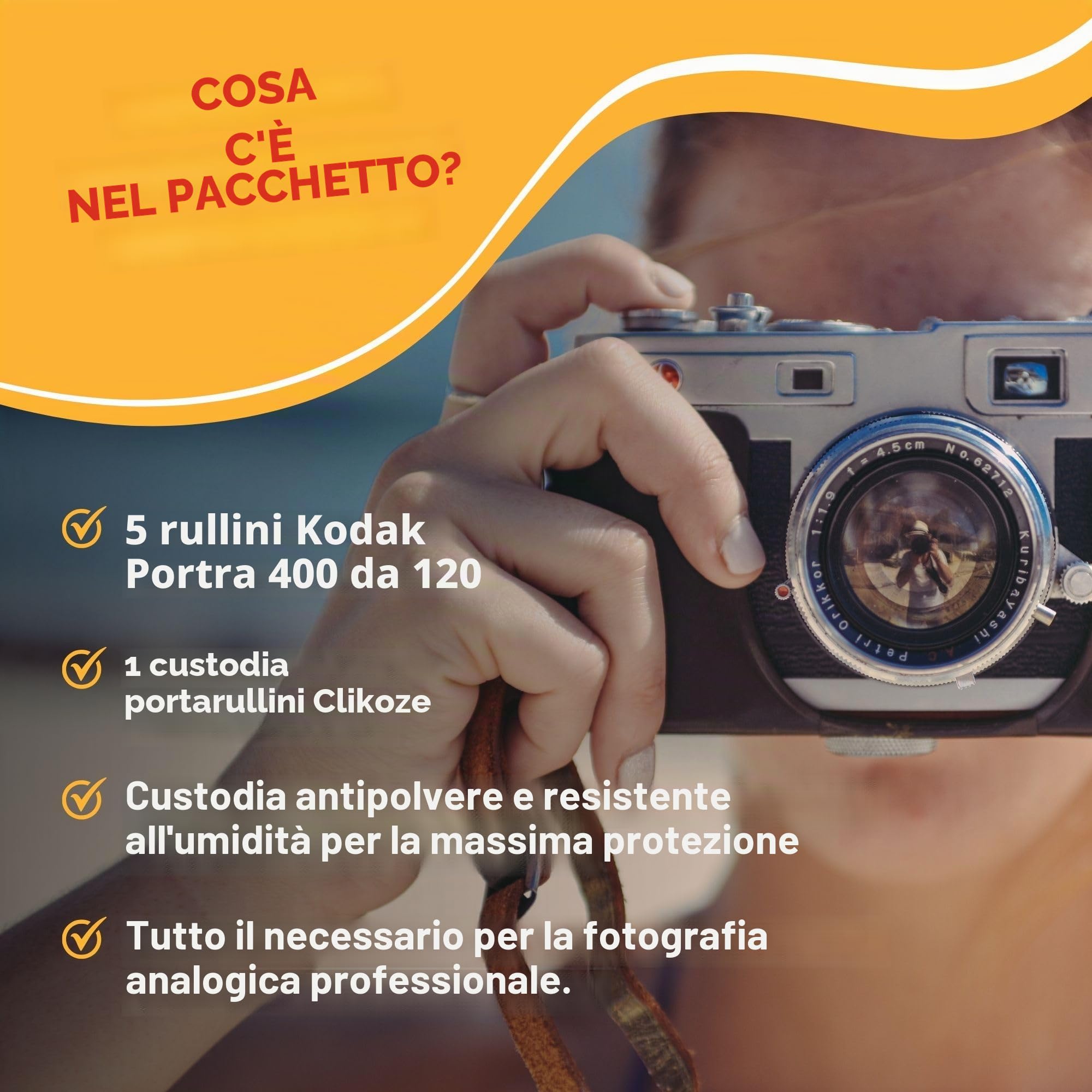 Set di 120 pellicole con pellicola per fotocamera Kodak Portra 400 120 e custodia per Clikoze