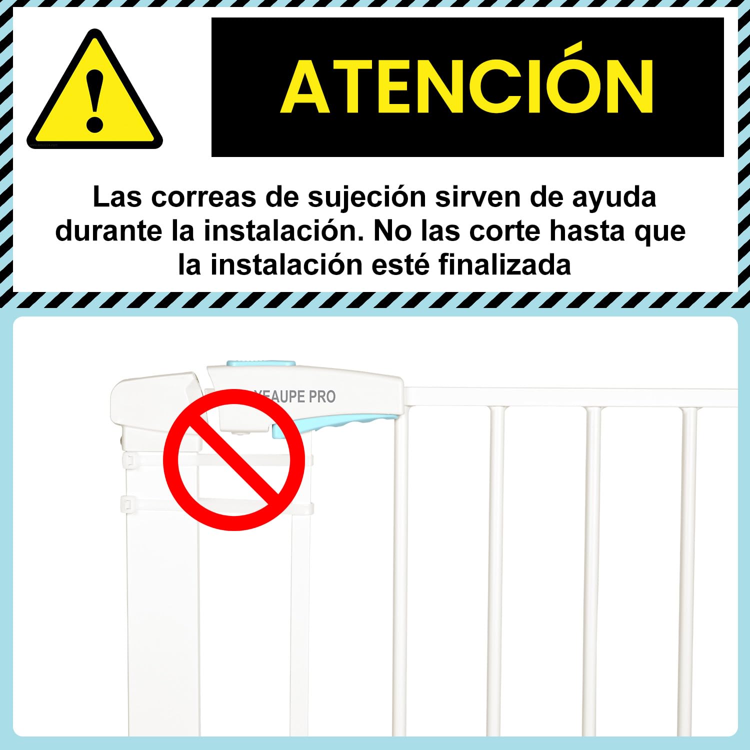 YEAUPE PRO Barrera de Seguridad Niños Escalera, 89-93 CM, Valla de Seguridad Infantil sin Tornillos, Puerta de Seguridad para Bebé y Perros, Apertura Una Mano, Doble Bloqueo, Uso en Interiores, Blanco